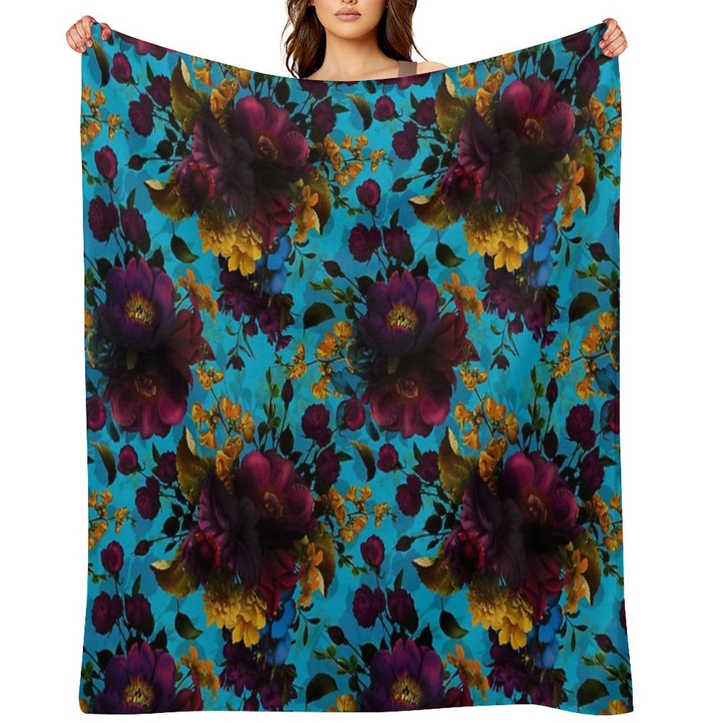 Moody Florals - Mystic Botanical Night Garden 13 Nightgarden Anti-pilling Throw Blanket