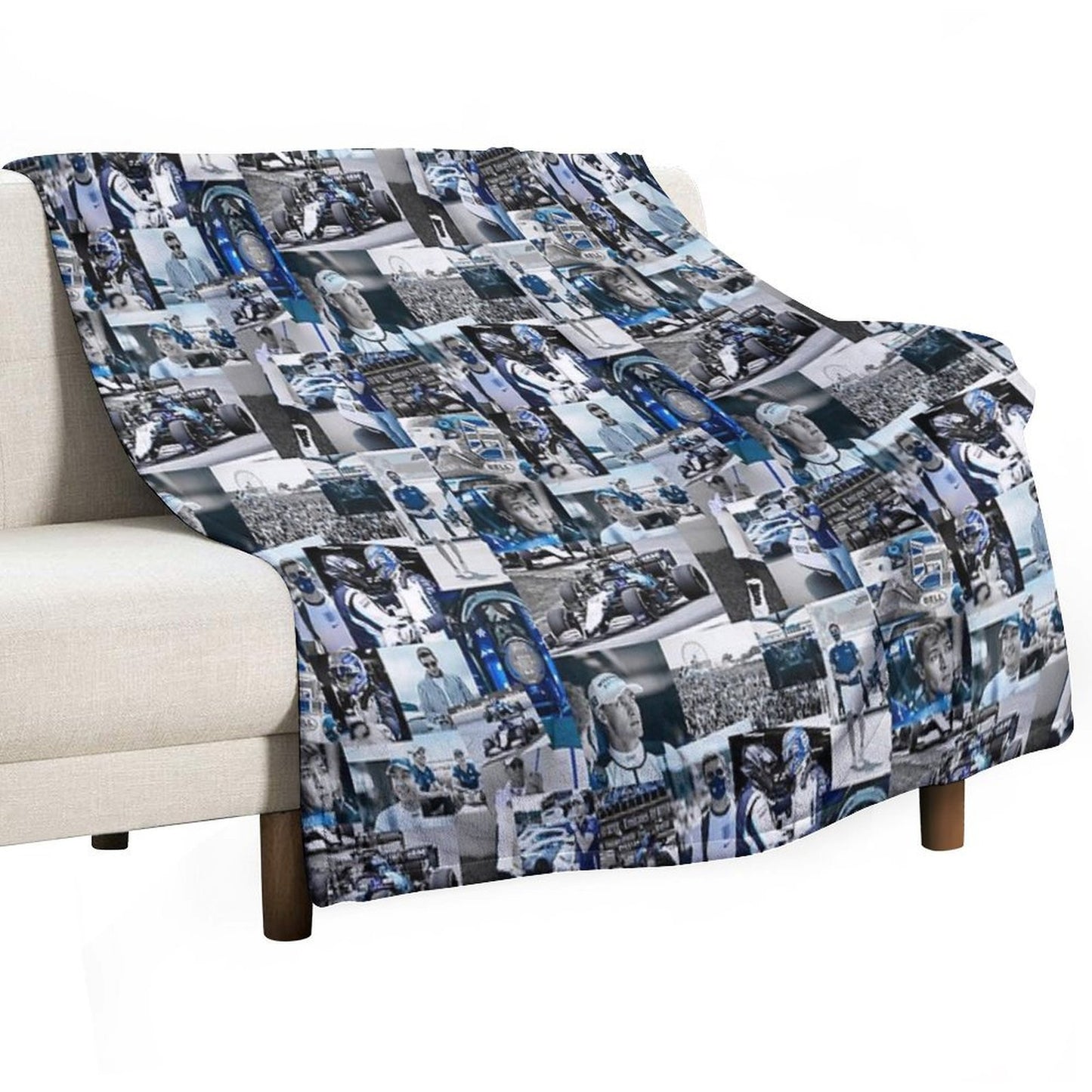 George Russle Williams Racing Collage Machine-washable Throw Blanket