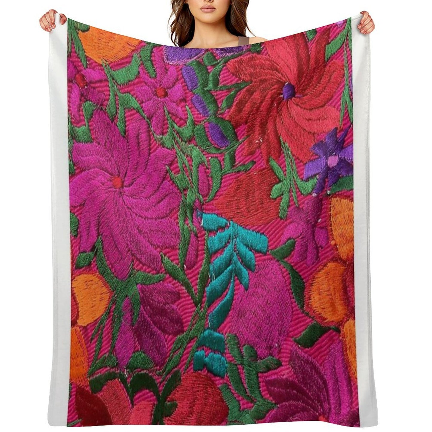 Mexican Embroidered Comfort Throw Blanket