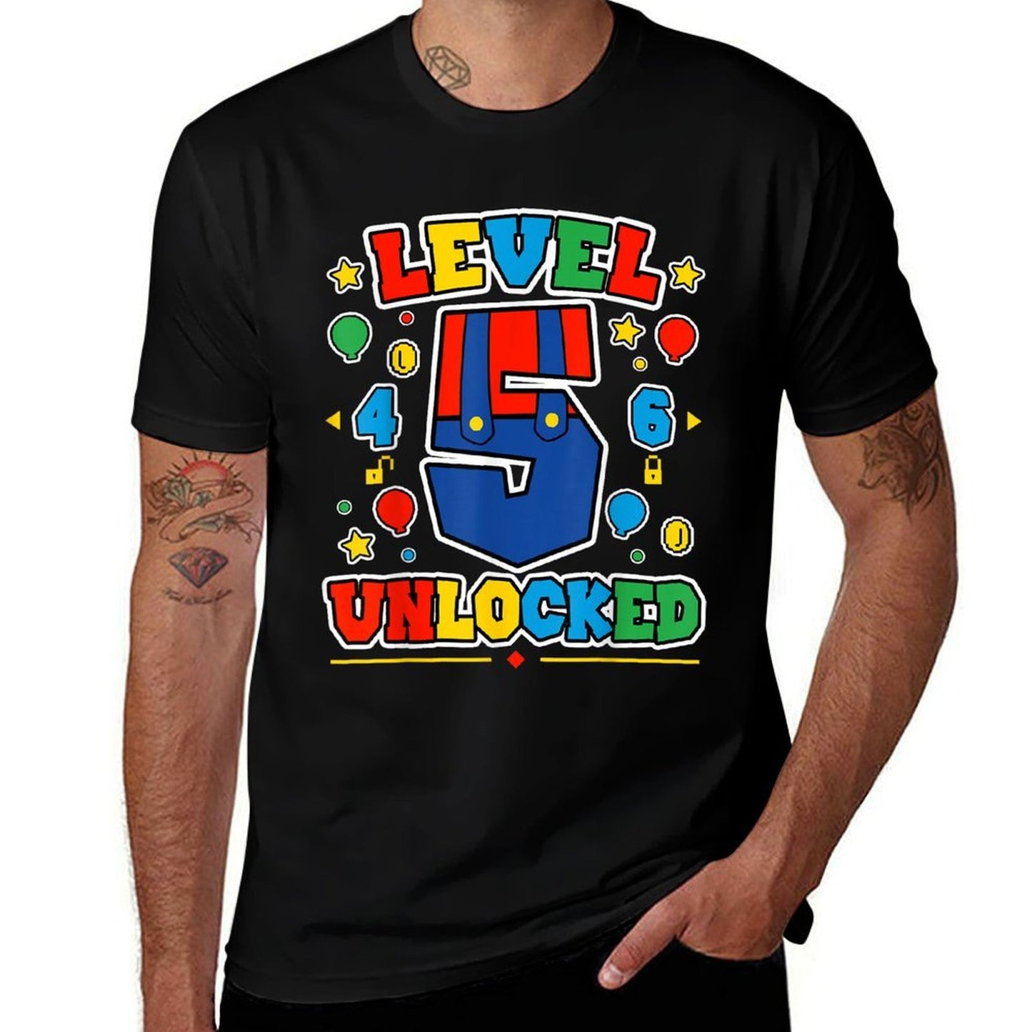 Level 5 Unlocked 5th Birthday Super Gamer Gaming Theme Party Summer-ready Fabric T-Shirt