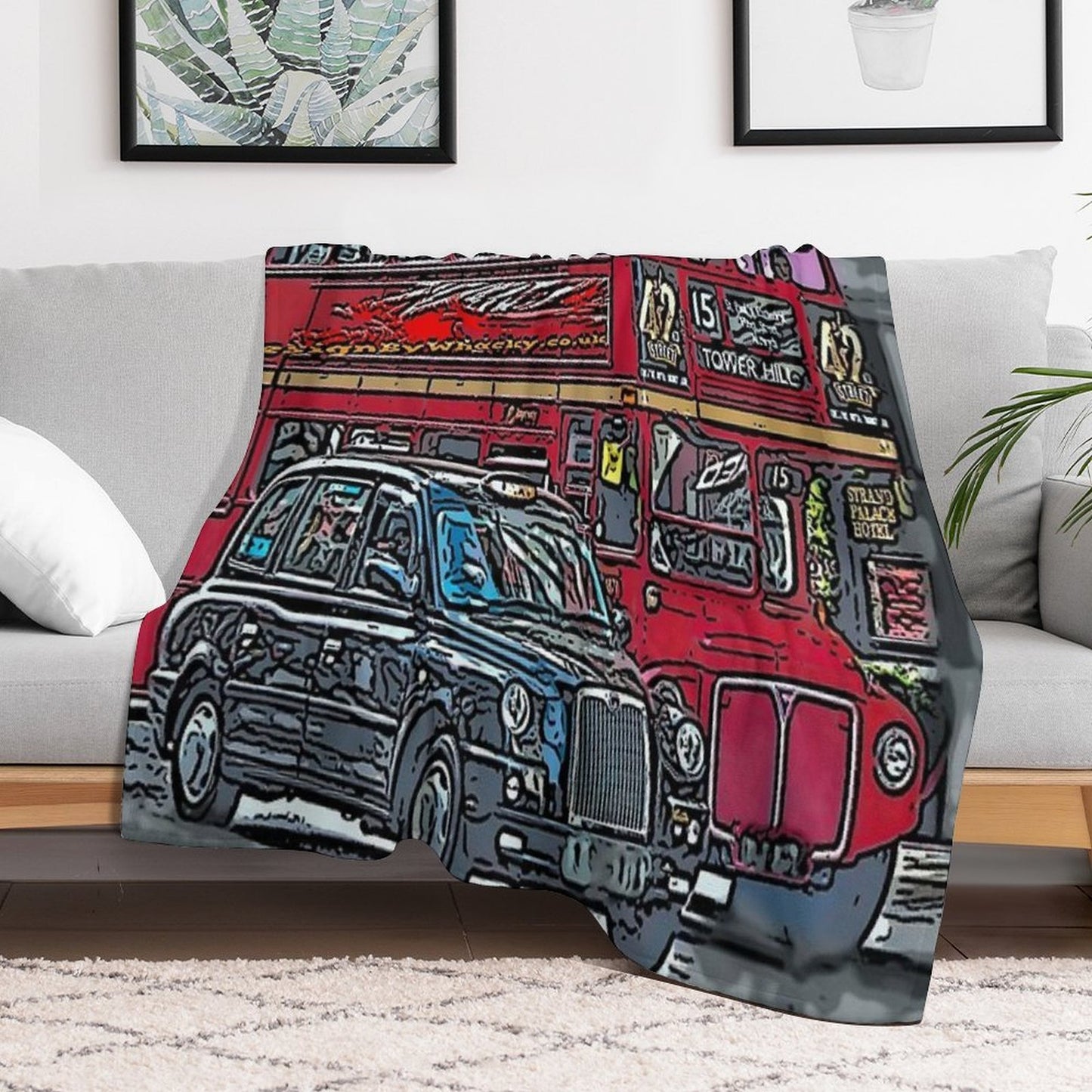 London Bus And Cab Multi-functional Throw Blanket