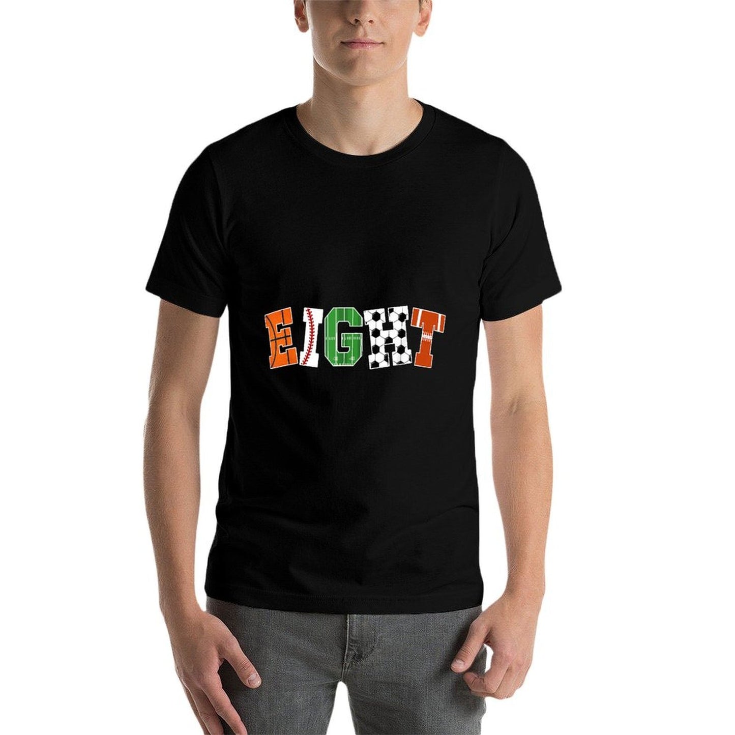 8th Birthday Sports Birthday Party 8 Year Old Boy Trendy Pattern T-Shirt