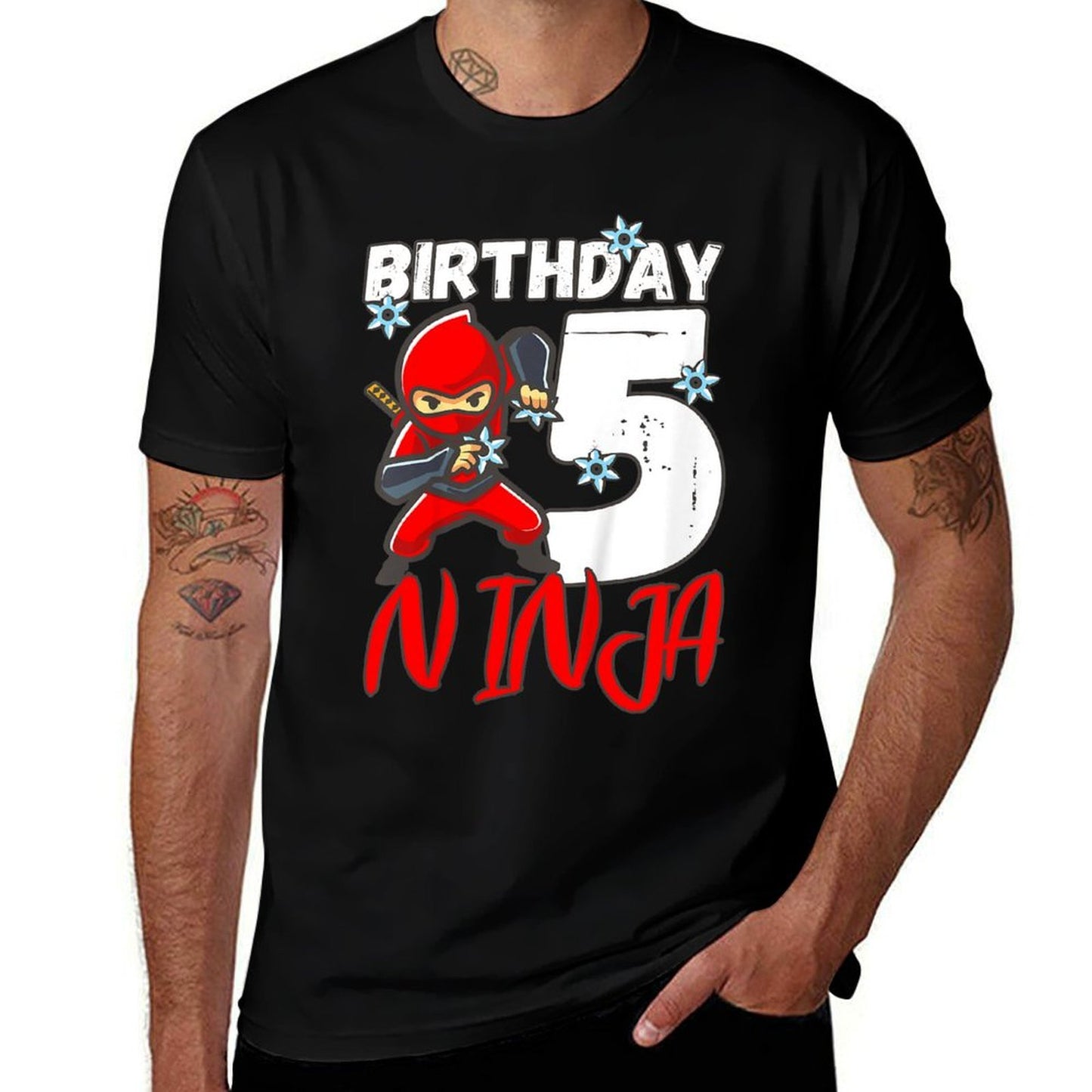 Kids Birthday Ninja 5 Year Old Boy Ninja Birthday 5 Th Boy Graphic-printed T-Shirt