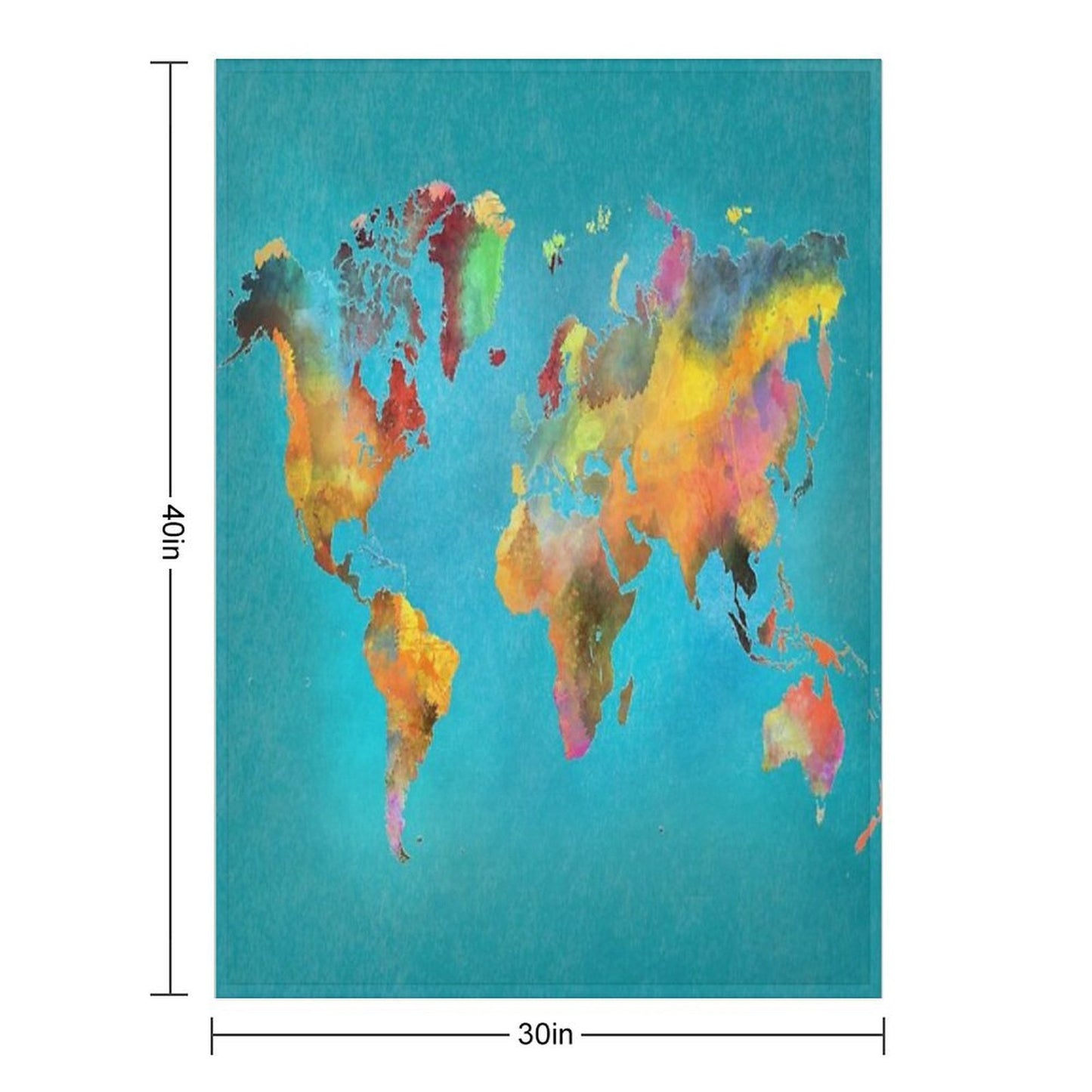 World Map Blue Velvety-soft Throw Blanket