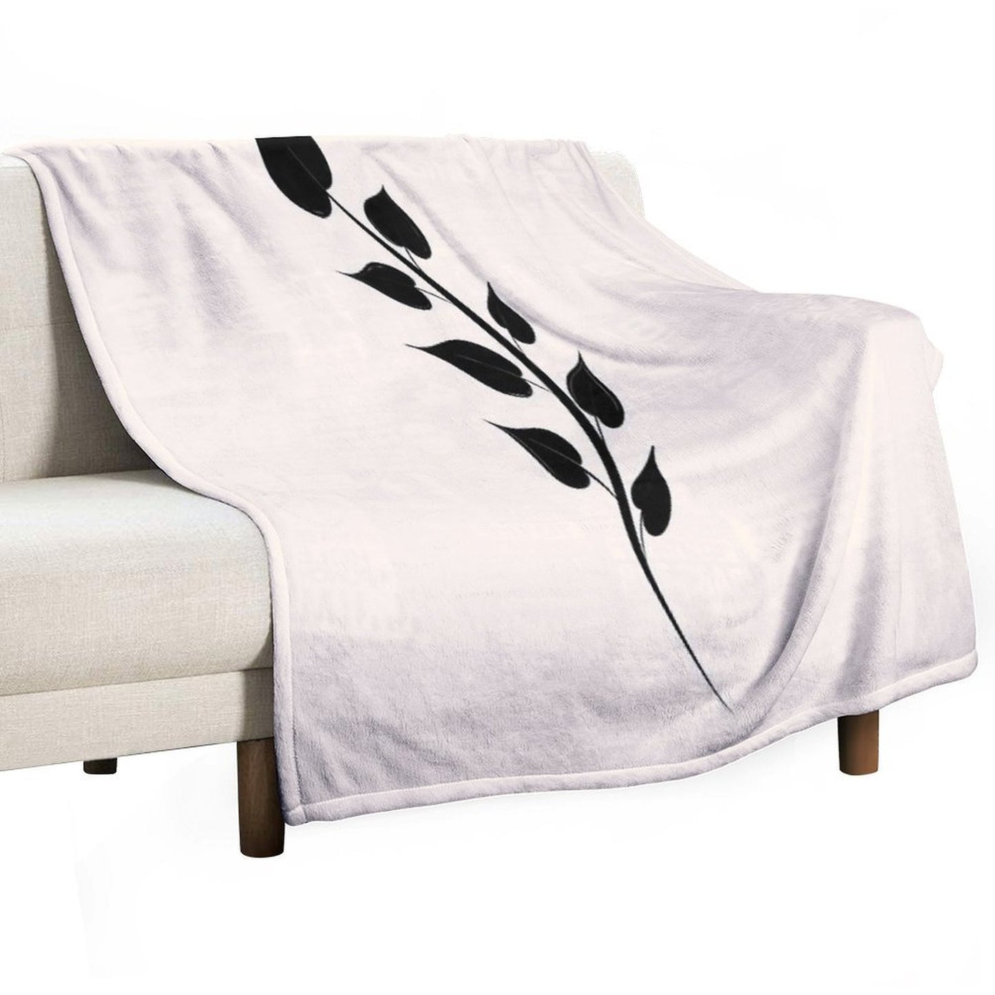 Minimalist Twig of Eucalyptus Branch in Black Abstract Watercolor Tropical Boho Minimalist Art Warm Earthy Tones Pastel Colors S Versatility Throw Blanket