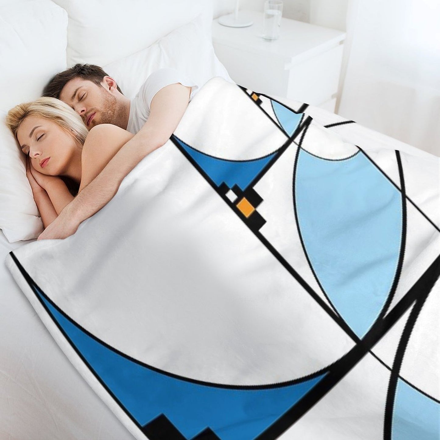 Mid Century Modern Lykes Blues Shrink-resistant Throw Blanket