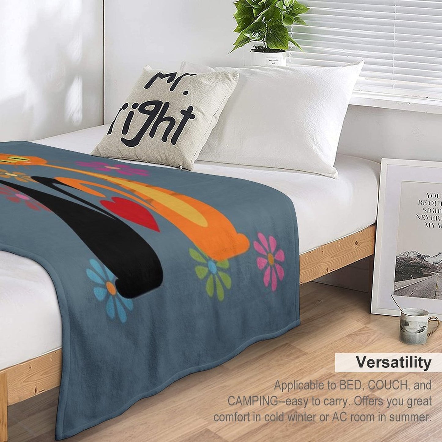 Mid Century Orange And Black Cats in Love Eco-conscious Throw Blanket