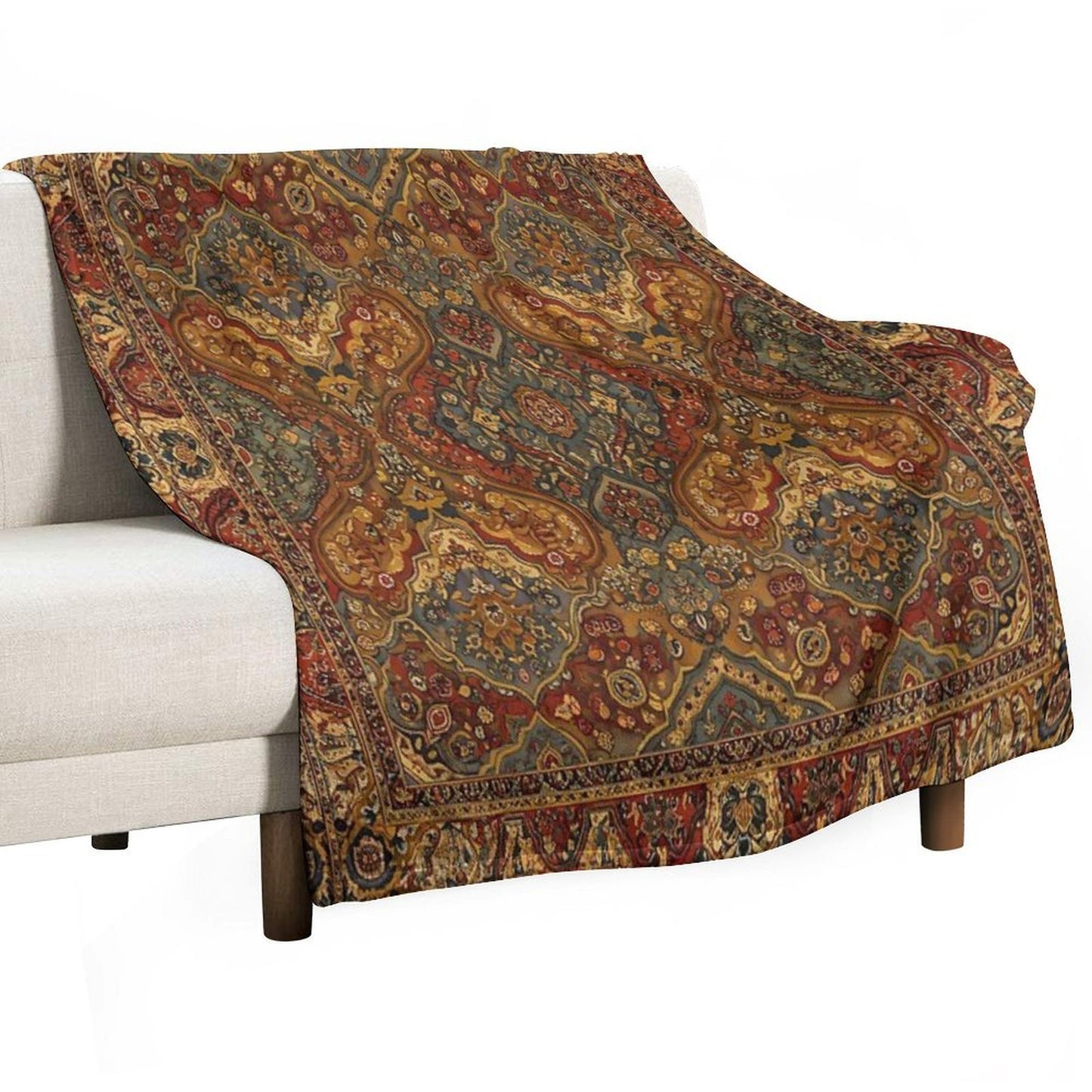 Persian Rug Boho Carpet, Tapestry, Jacquees, Bohemian Velvety-soft Throw Blanket