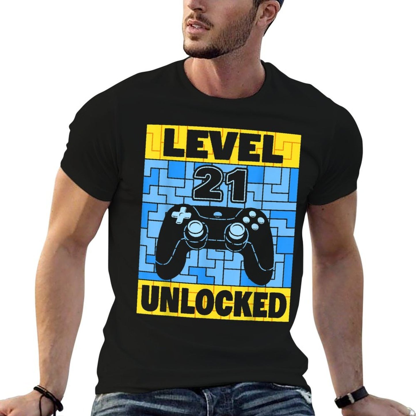 Level 21 Unlocked Gaming 21 Years Old Gamer 21st Birthday Easy-care T-Shirt