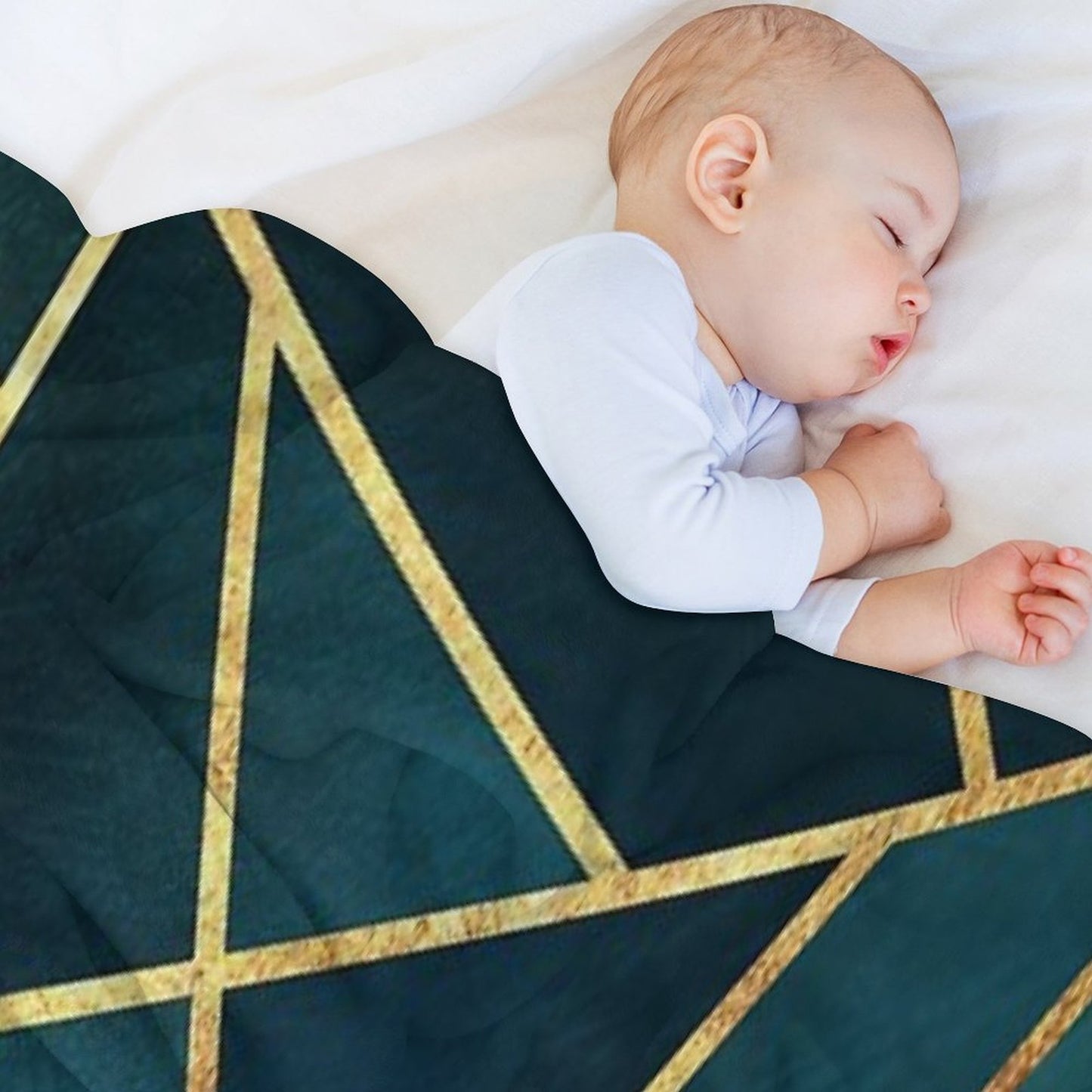Midnight Green Gold Stone Geometric Shrink-resistant Throw Blanket
