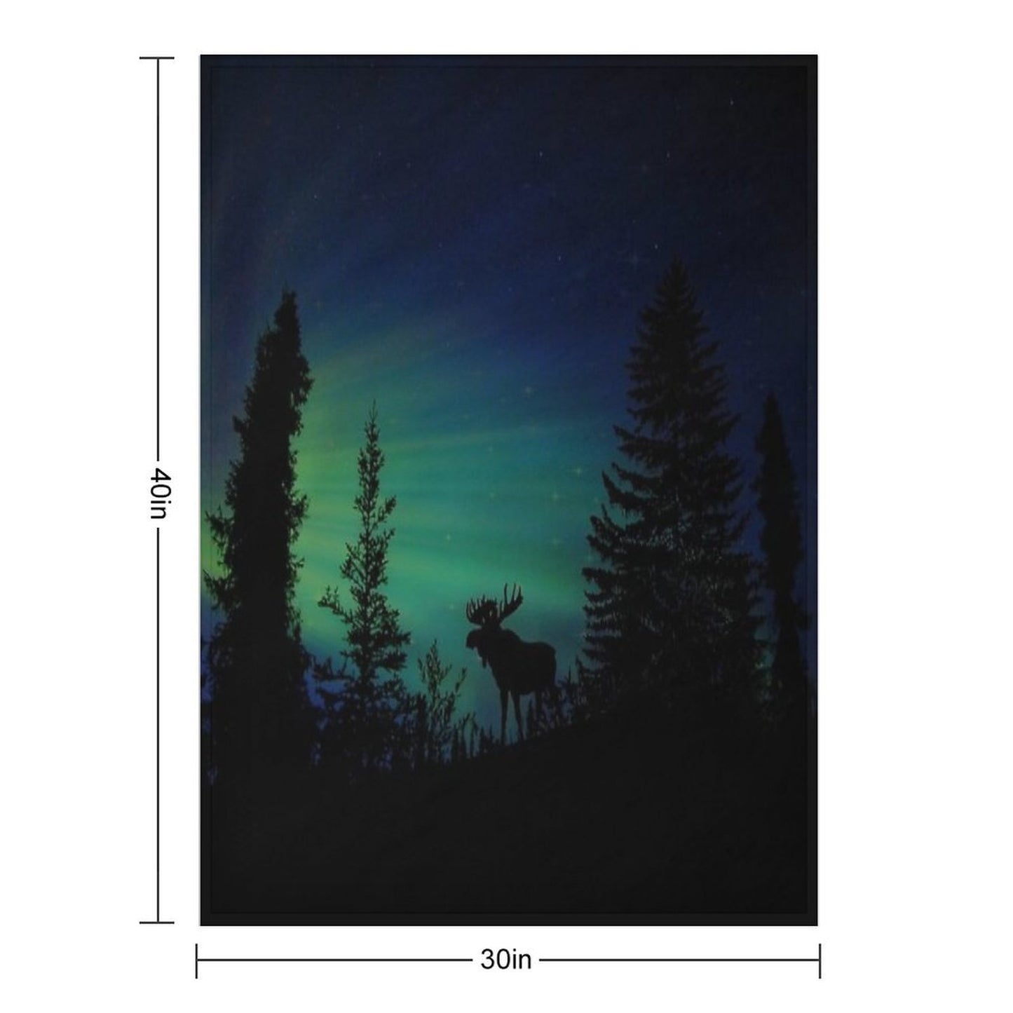 Moose with Northern Lights Shrink-resistant Throw Blanket
