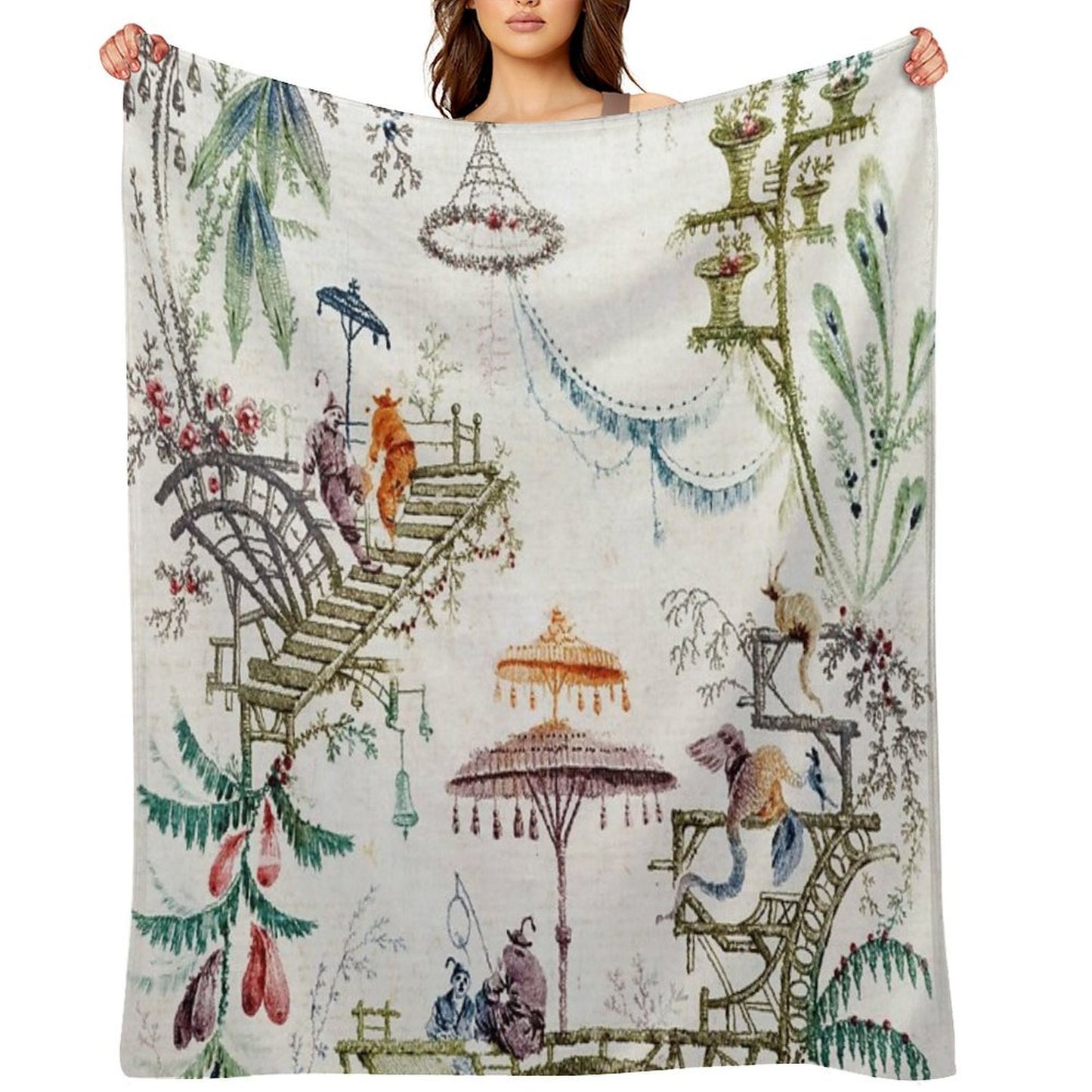 Enchanted Forest Chinoiserie Lightweight Throw Blanket