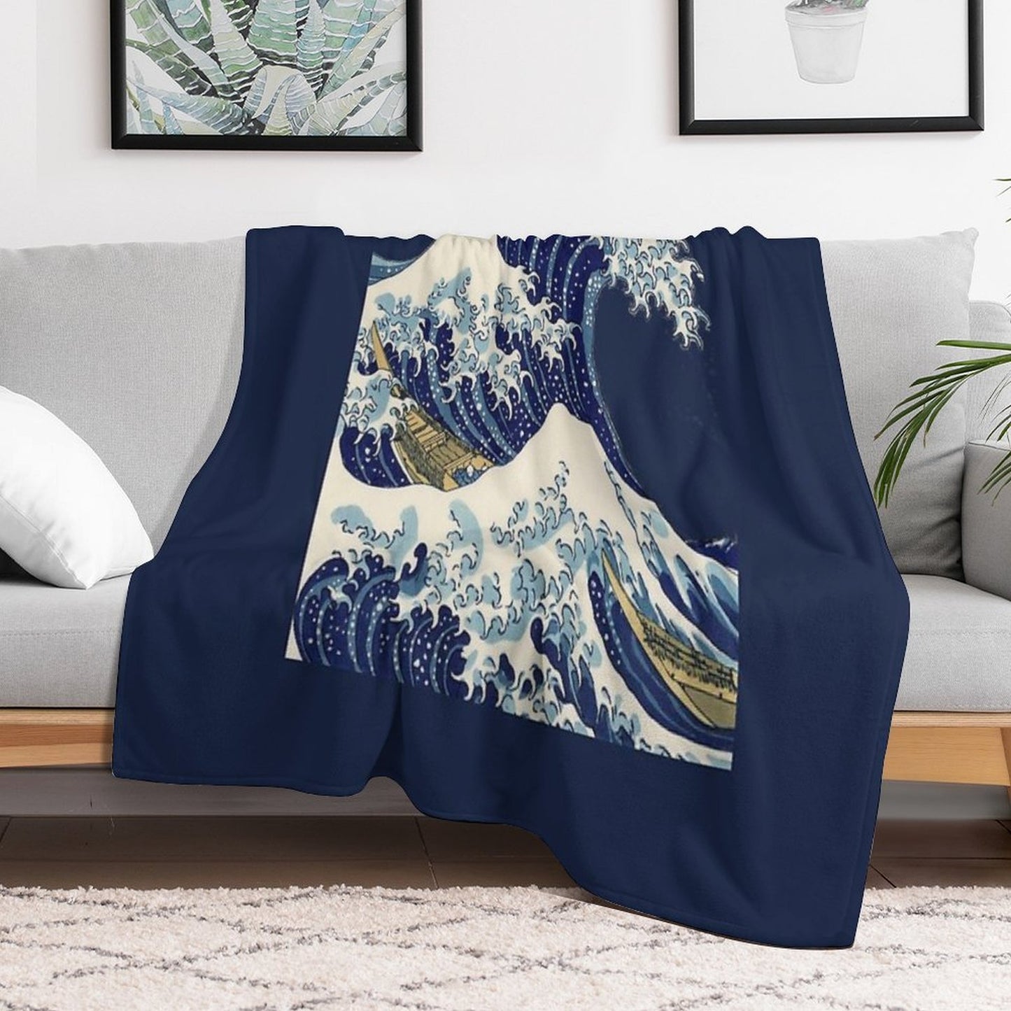 The Great Wave Off Kanagawa Transparent Compact Throw Blanket