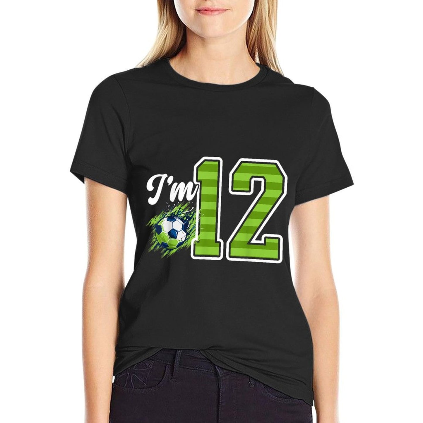 12th Soccer Birthday Party Twelve Year Old Soccer Player Heathered Texture T-Shirt