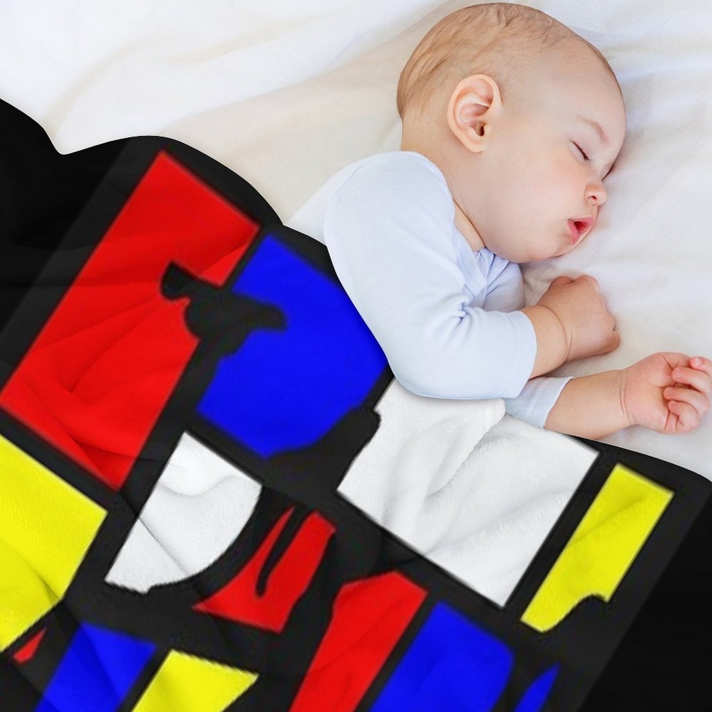 Mondrianesque Road Bike Plush Throw Blanket