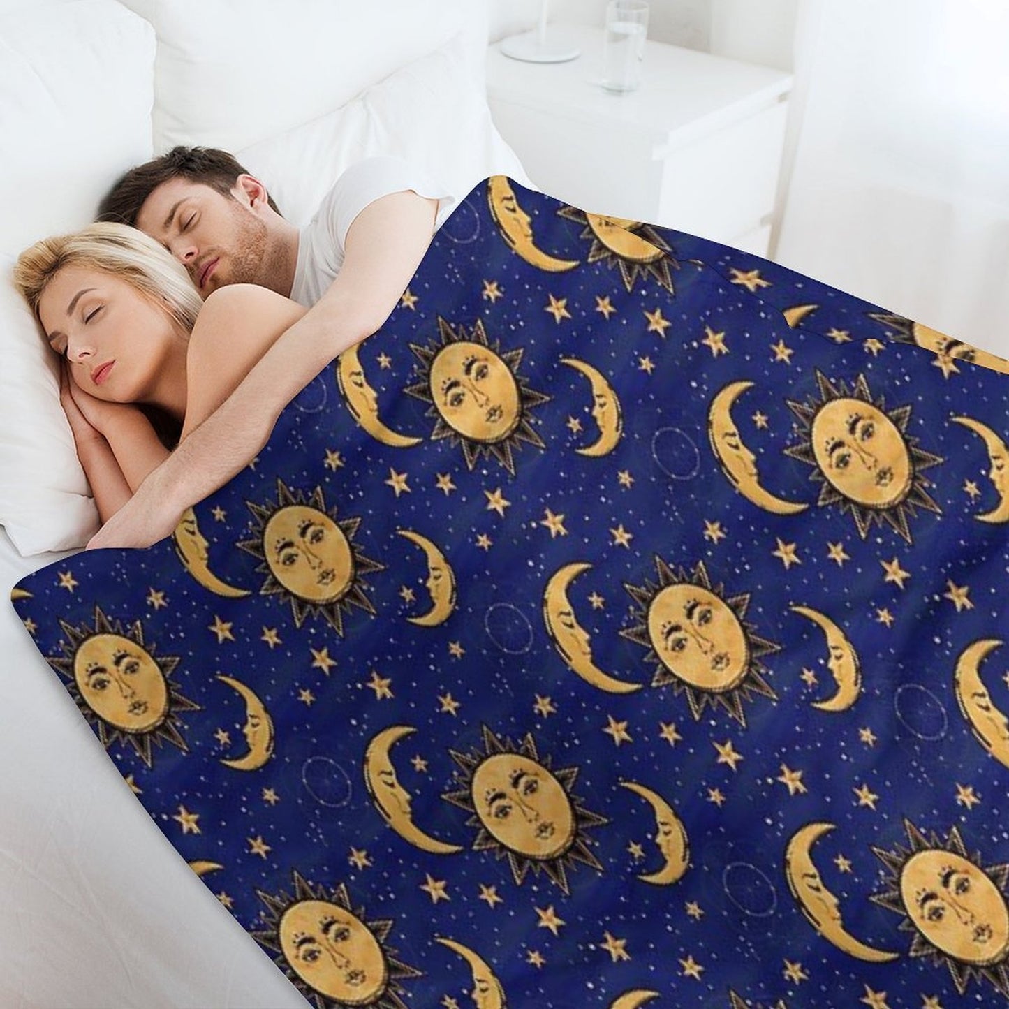 Vintage Moon And Sun Stars Celestial Eco-conscious Throw Blanket