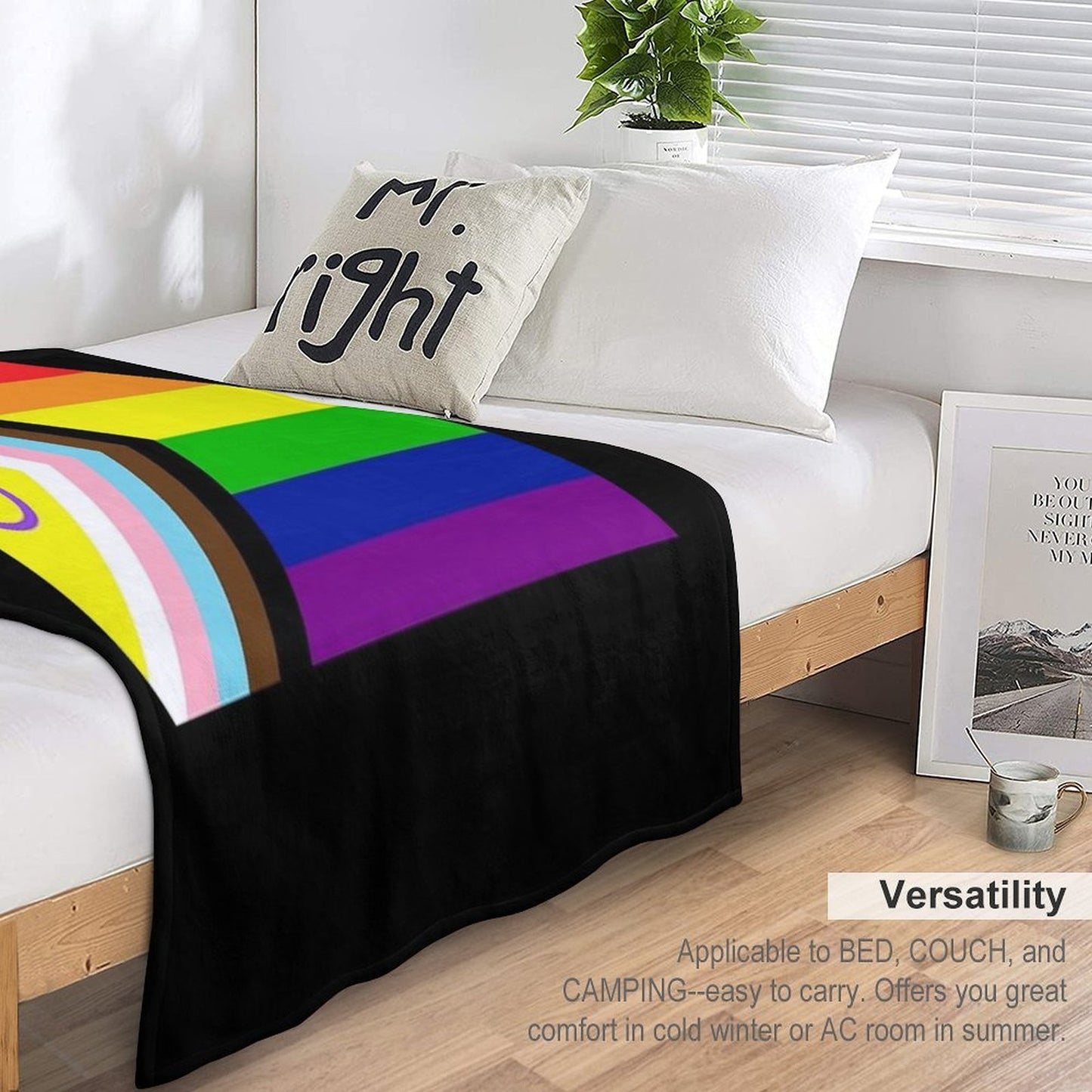 2021 Intersex-Inclusive Progress Pride Flag Wrinkle-free Throw Blanket
