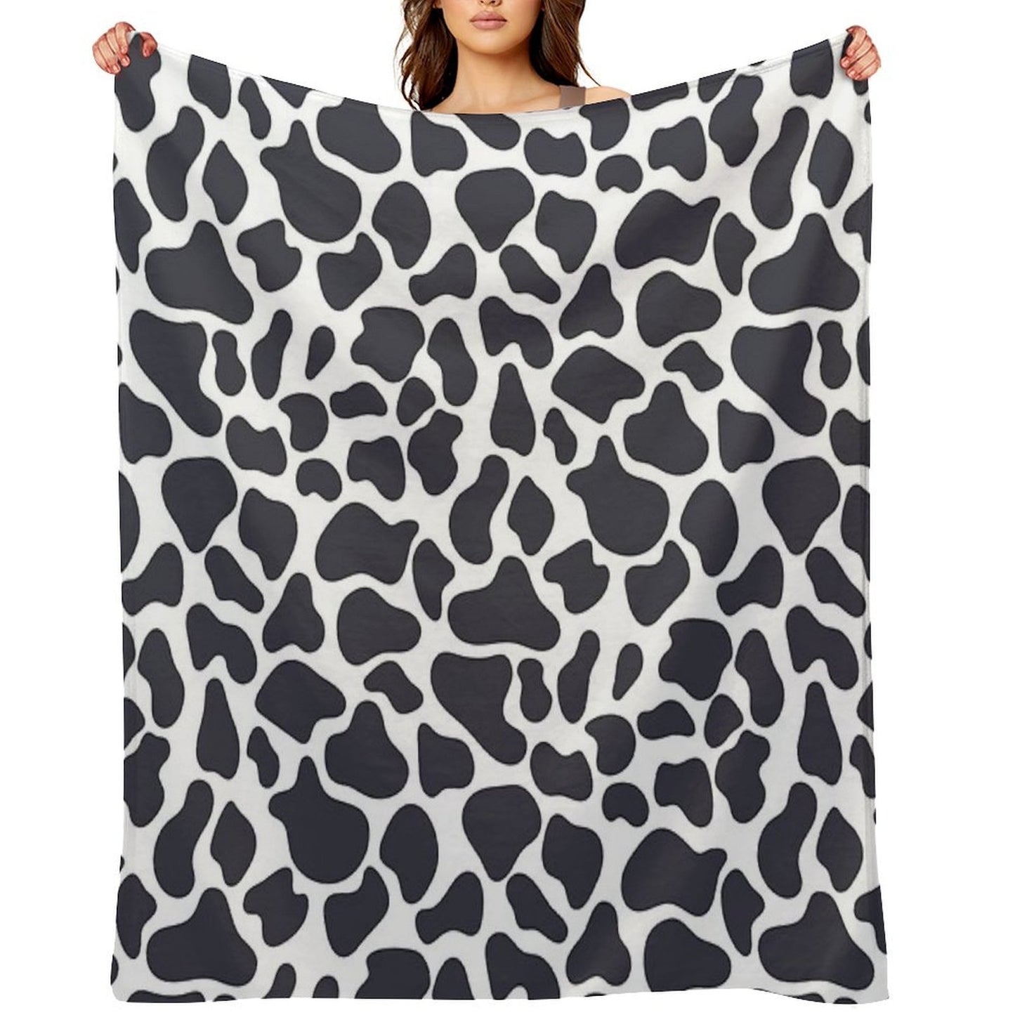 Simple Cow Like Pattern in Dark Slate Color Durable Throw Blanket