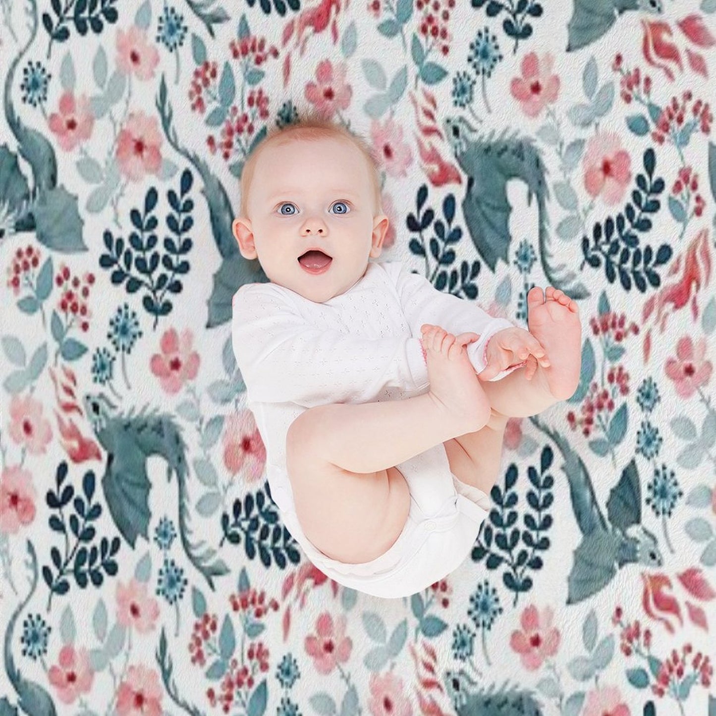 Dragons Pastel Floral Comfort Throw Blanket