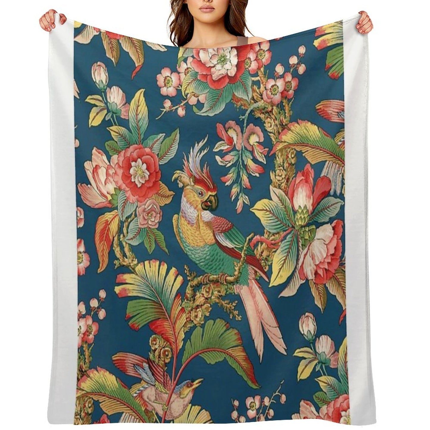 Antique French Chinoiserie in Blue Wrinkle-free Throw Blanket