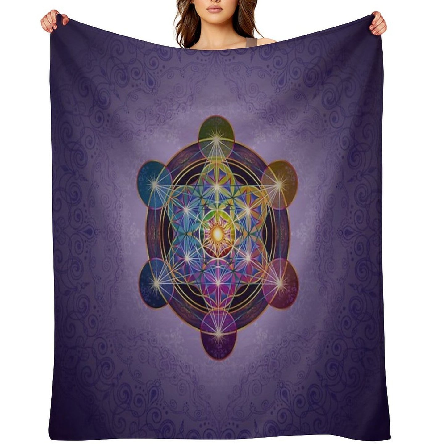 Metatron's Cube Merkabah Machine-washable Throw Blanket