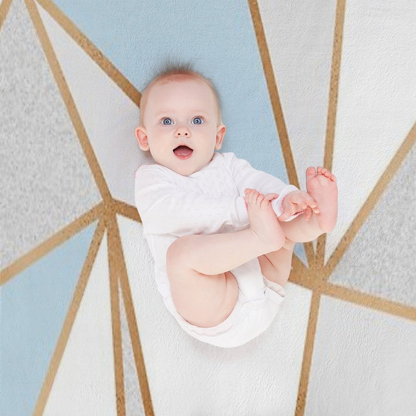 Blue, Grey & Gold Geo Eco-conscious Throw Blanket