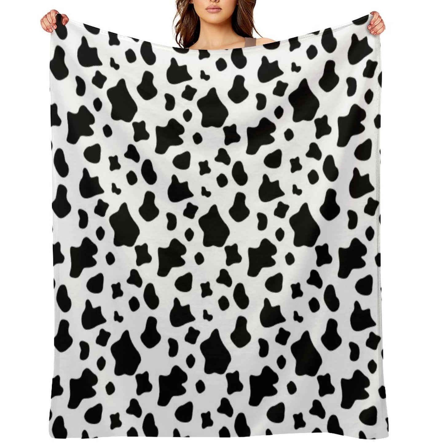 Black And White Cow Spots Pattern, Animal Fur Comfort Throw Blanket