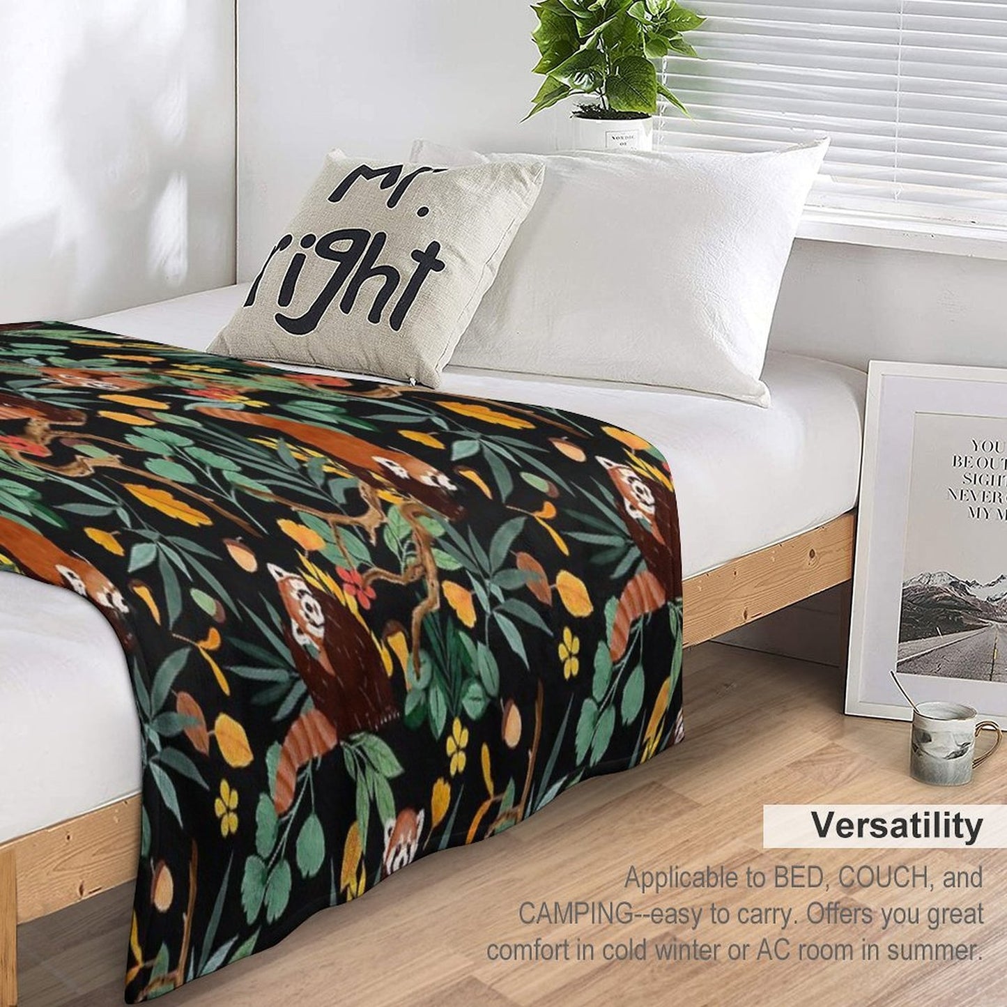 RED PANDAS IN DARK WILD NATURE Machine-washable Throw Blanket