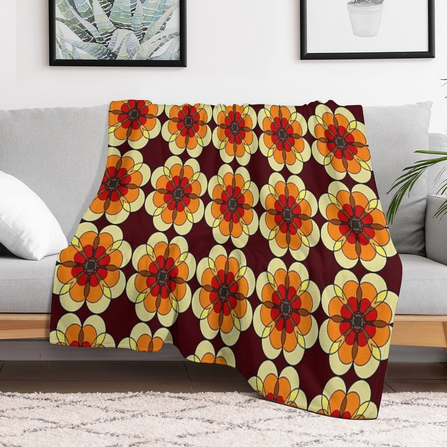 Retro Marigold Gift-ready Throw Blanket