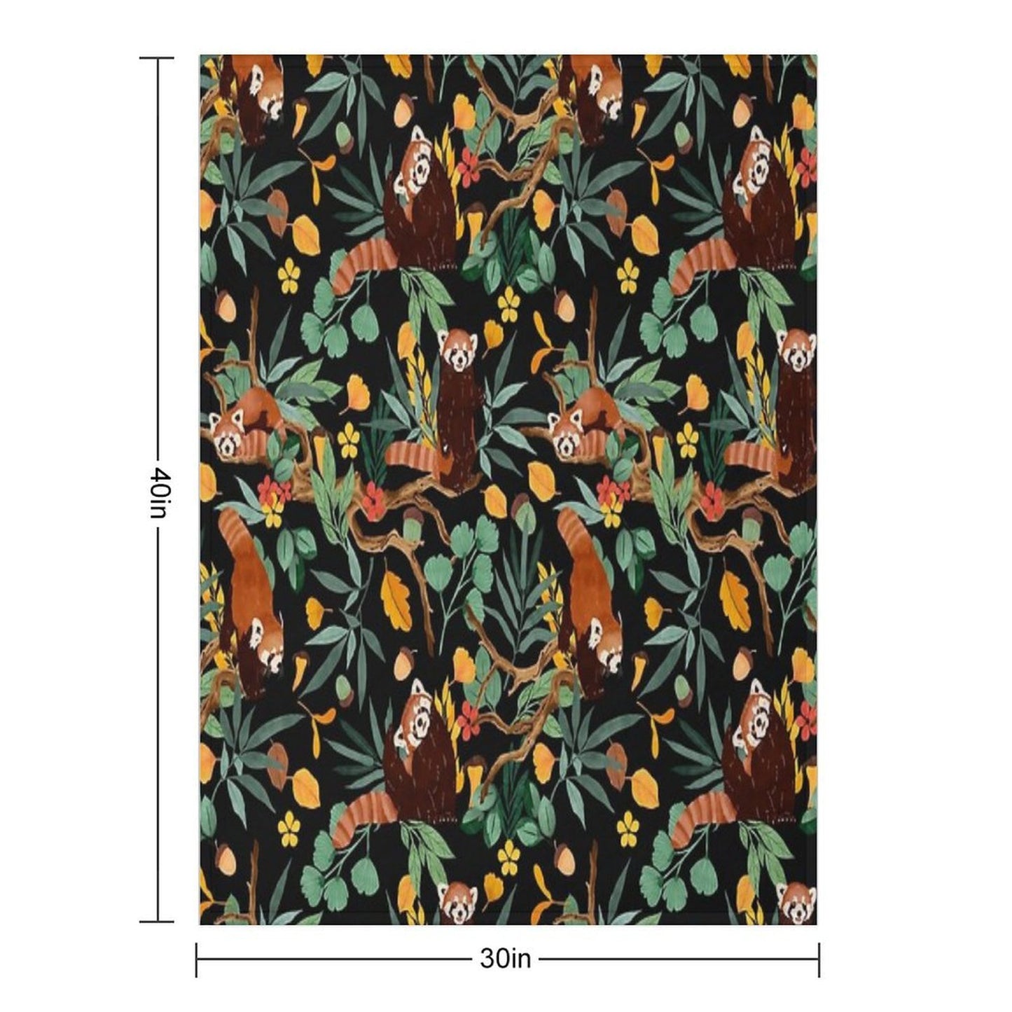 RED PANDAS IN DARK WILD NATURE Machine-washable Throw Blanket