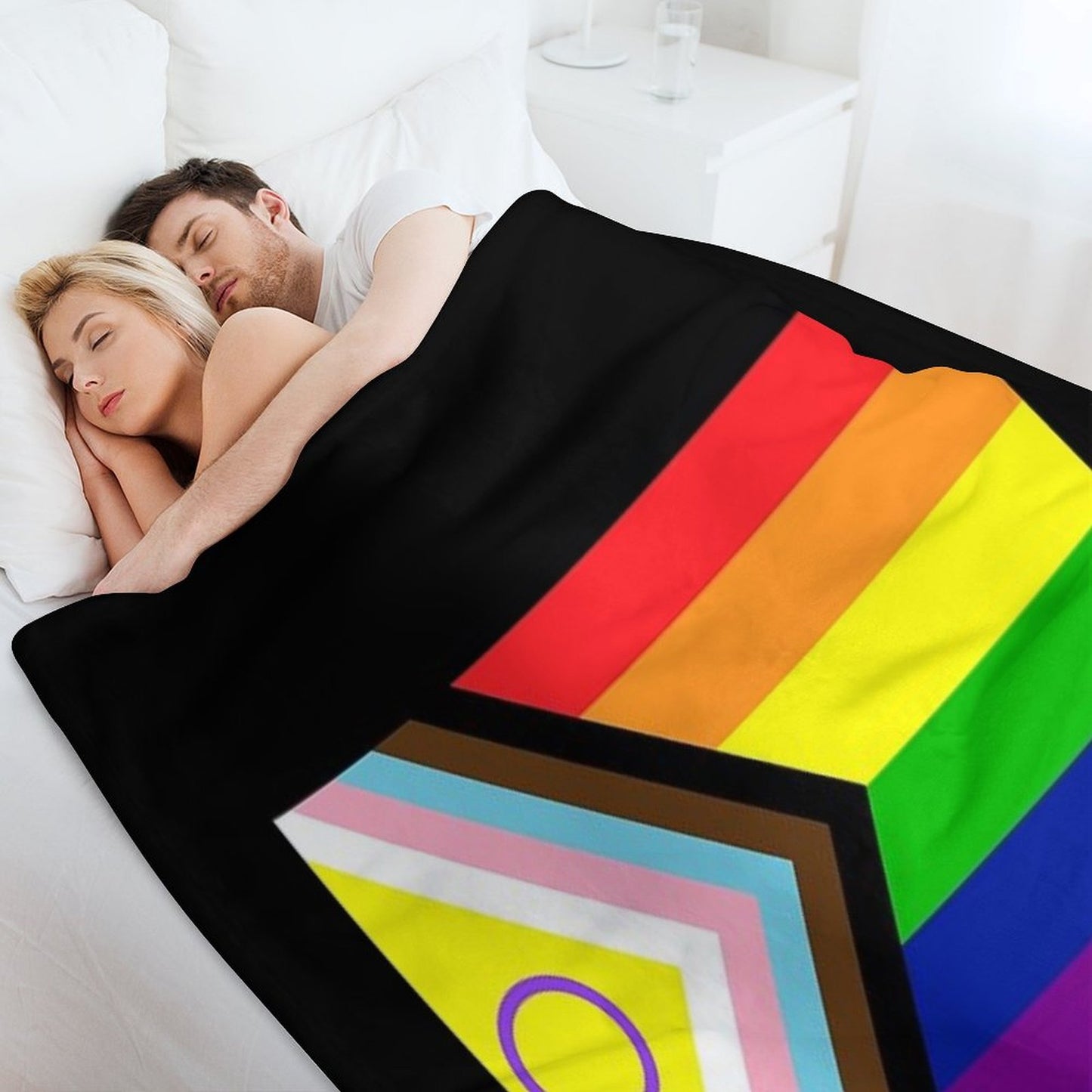 2021 Intersex-Inclusive Progress Pride Flag Wrinkle-free Throw Blanket