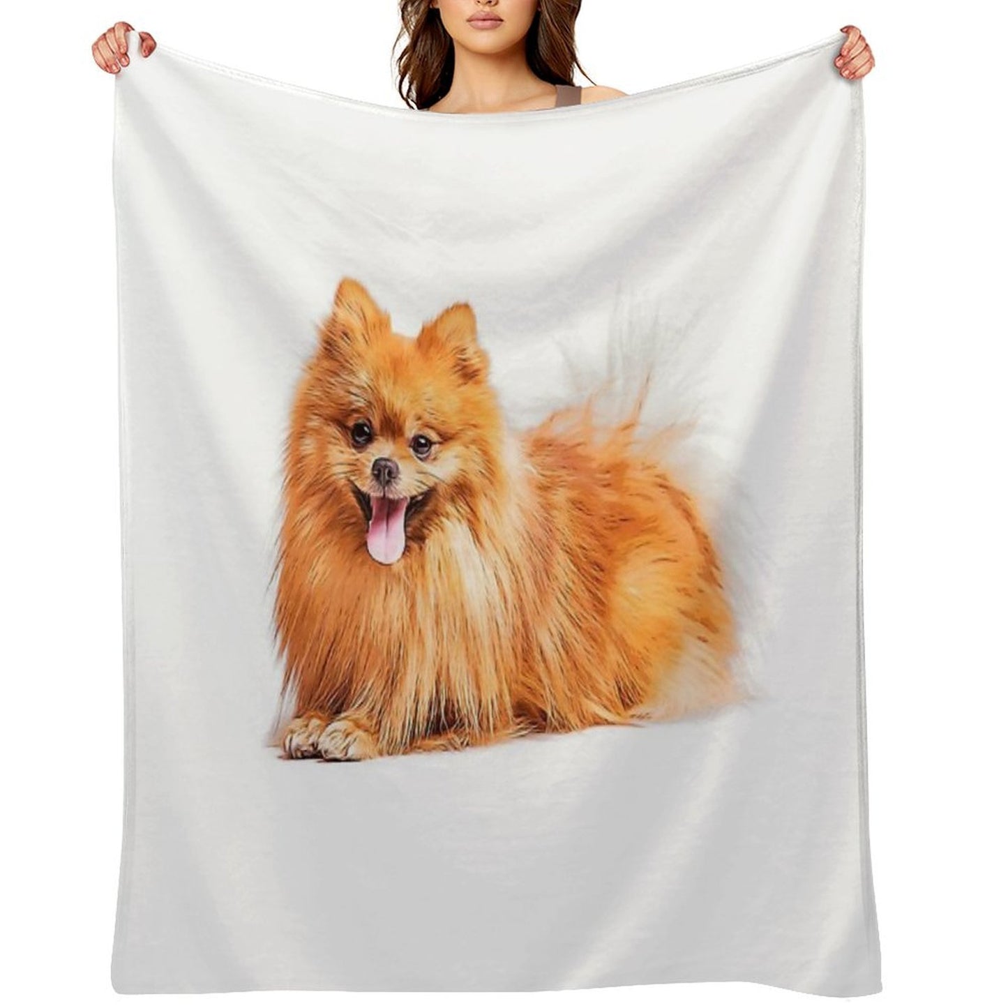 Cute Red Pomeranian Wrinkle-free Throw Blanket