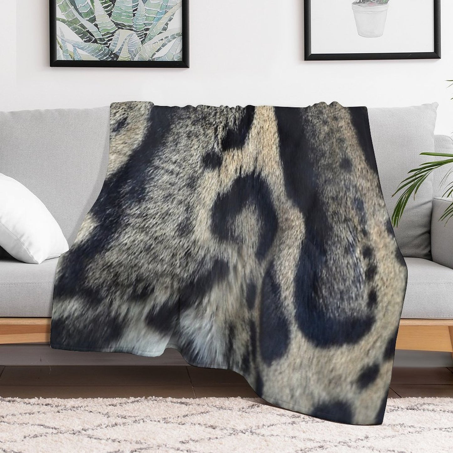 Clouded Leopard Print Velvety-soft Throw Blanket