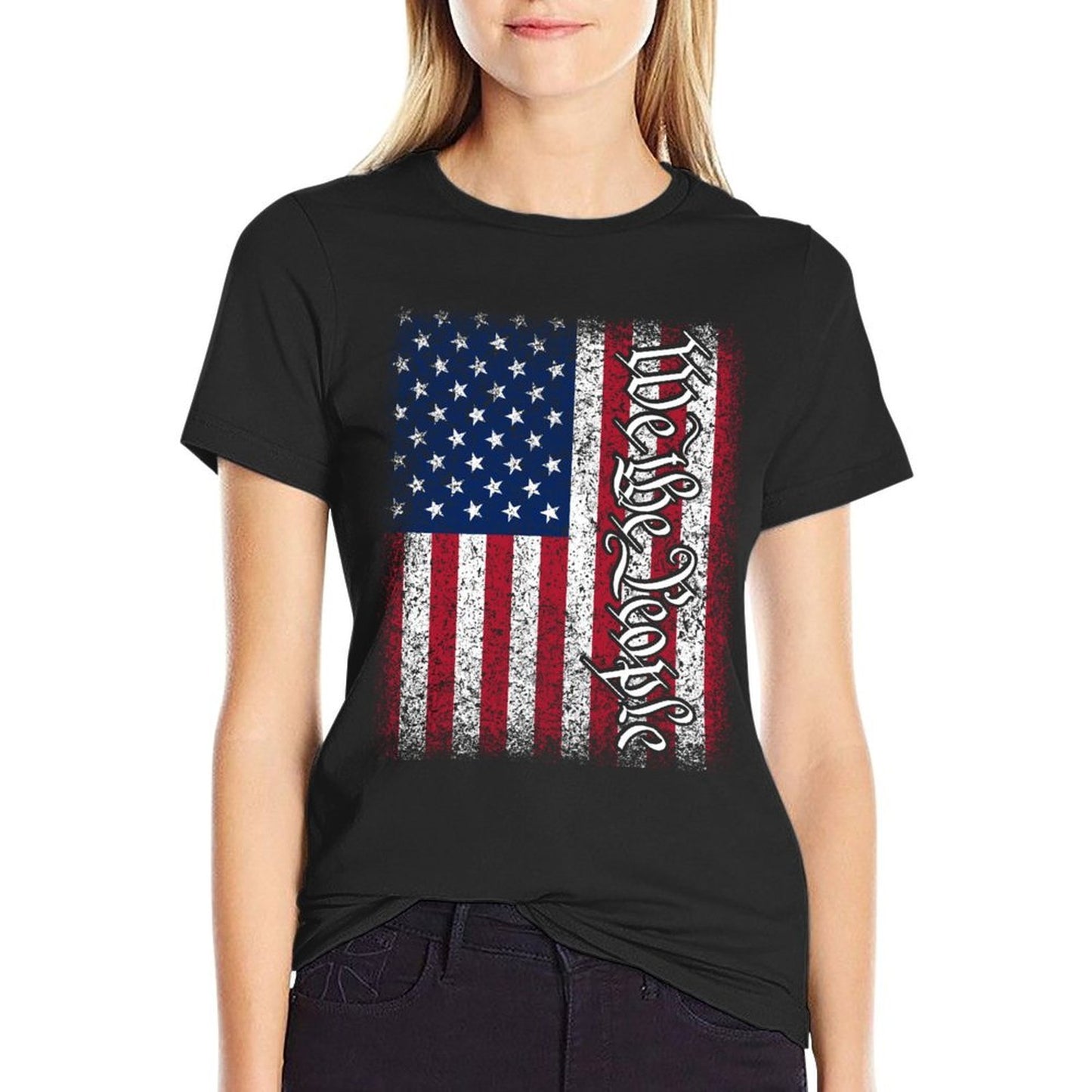 American USA We The People Patriotic Red White Blue Tagless Design T-Shirt