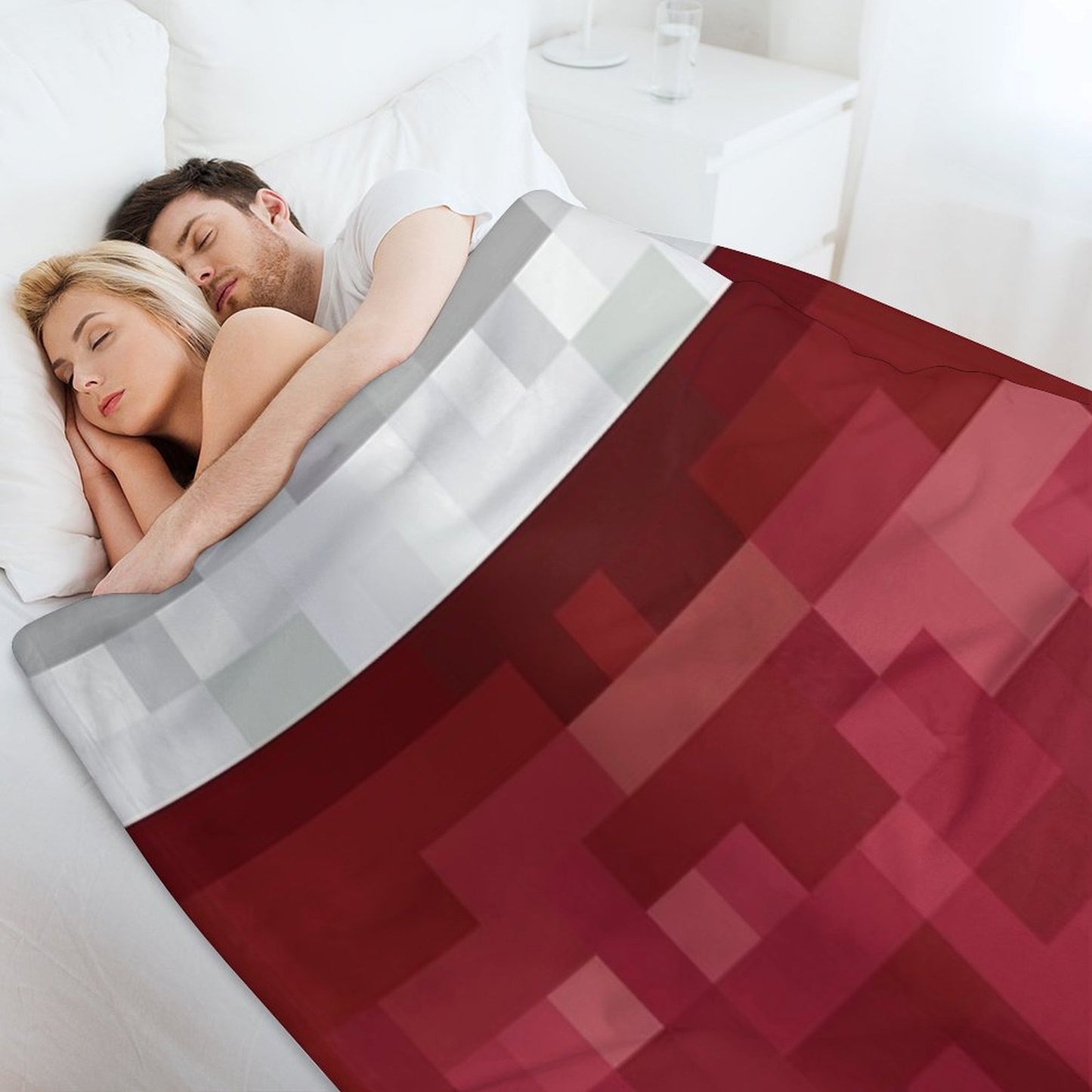 Red And White Pixel Design Compact Throw Blanket