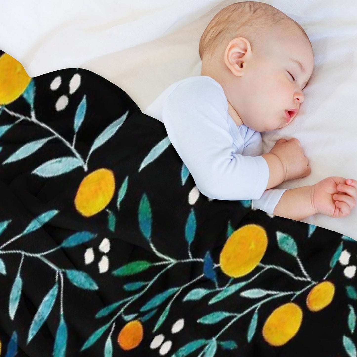 Oranges on Black Multi-functional Throw Blanket