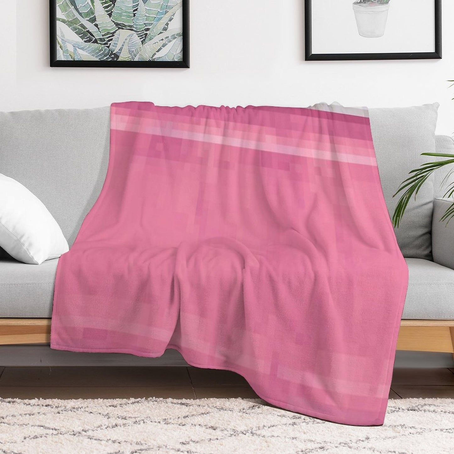 Minecraft Pink Pixel Bed Lightweight Throw Blanket