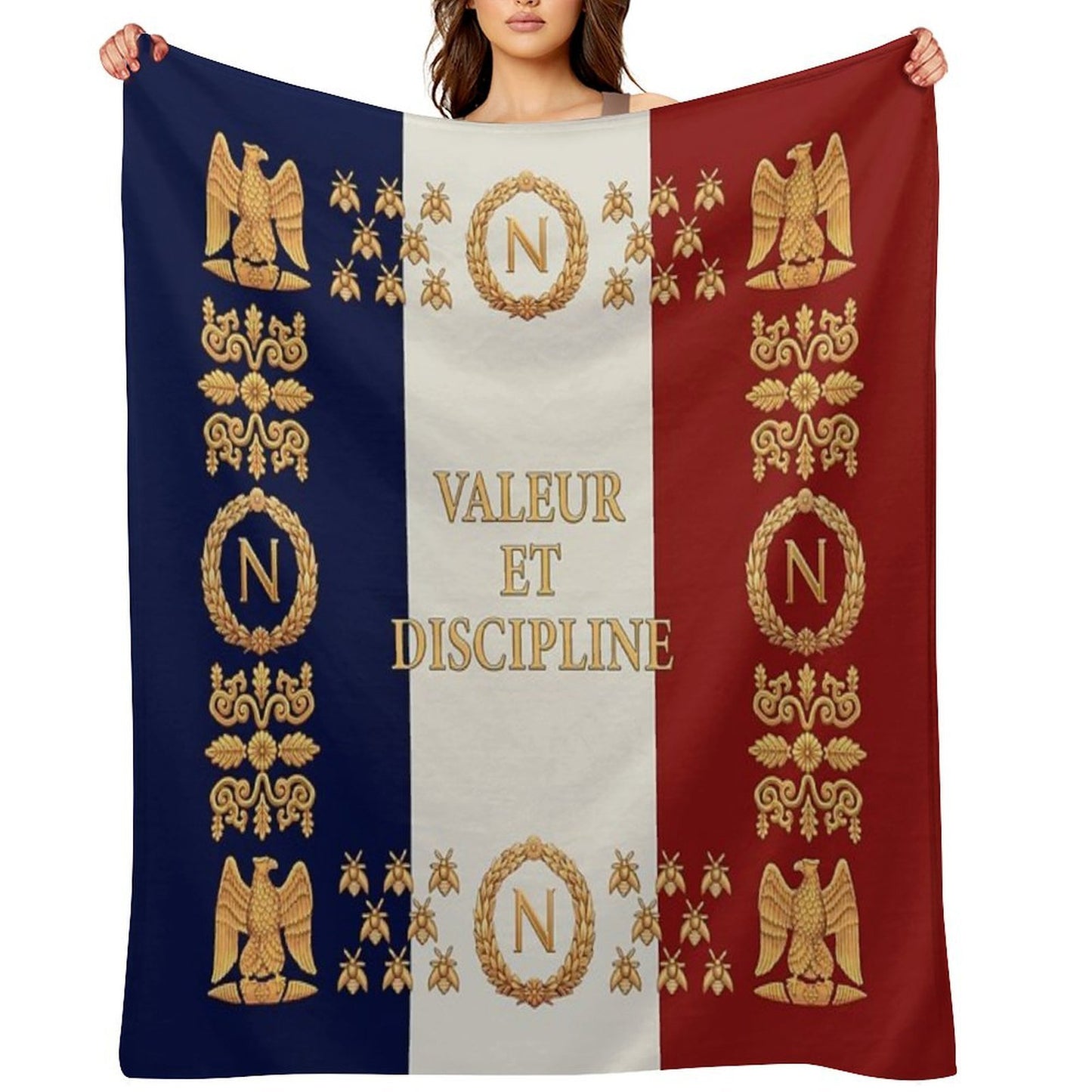 Napoleonic French Regimental Flag Valeur Et Discipline Lightweight Throw Blanket