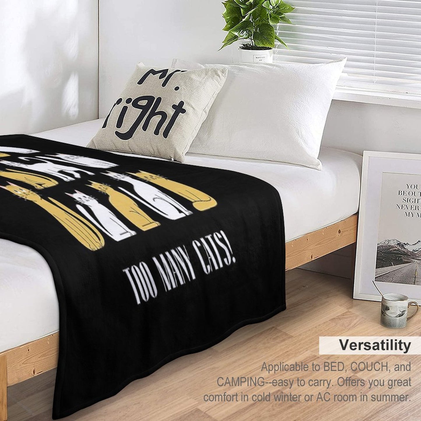 You Can Never Have Too Many Cats Funny Cat Lover Design Easy Care Throw Blanket