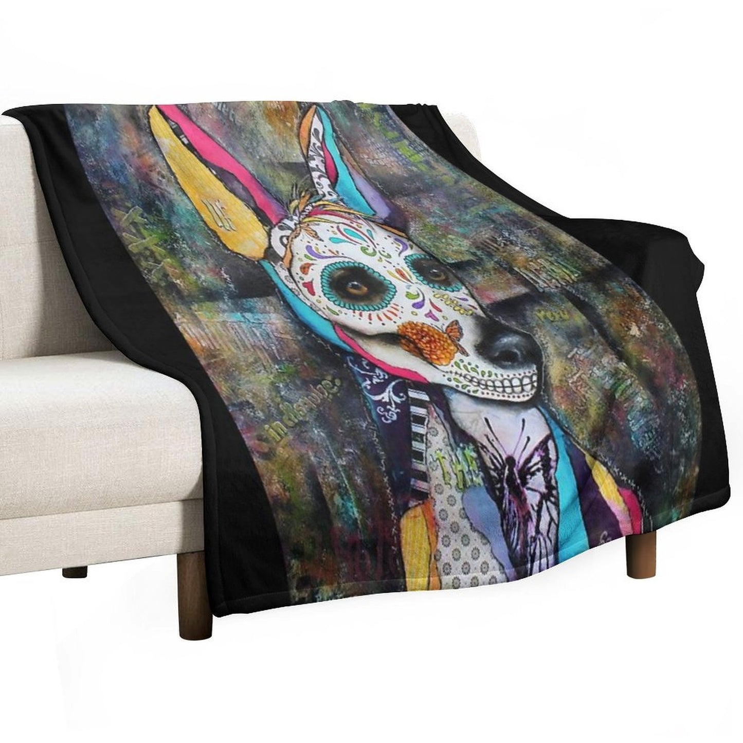 Xolo Mexican Hairless Dog Day of The Dead Gift-ready Throw Blanket