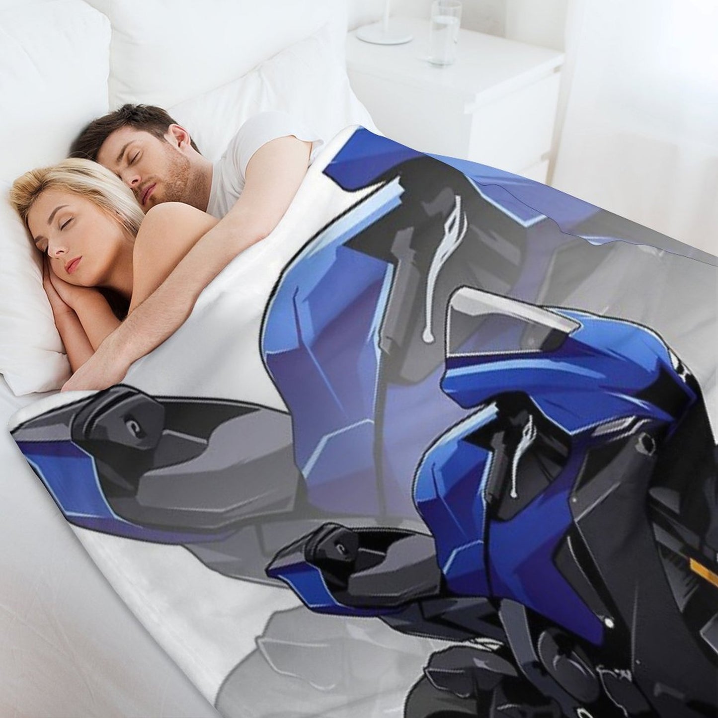 Yamaha R1 with Special Background Wrinkle-free Throw Blanket