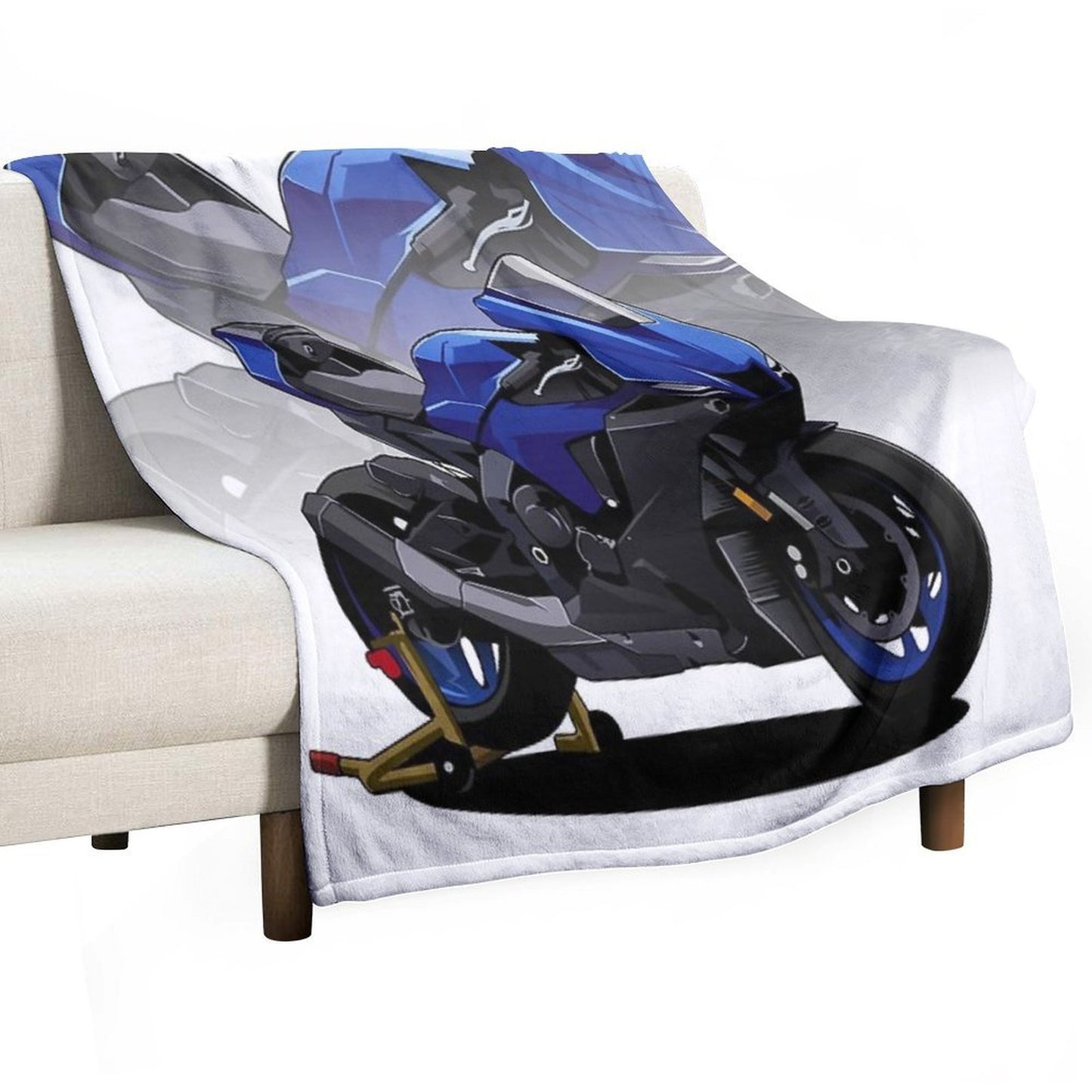 Yamaha R1 with Special Background Wrinkle-free Throw Blanket