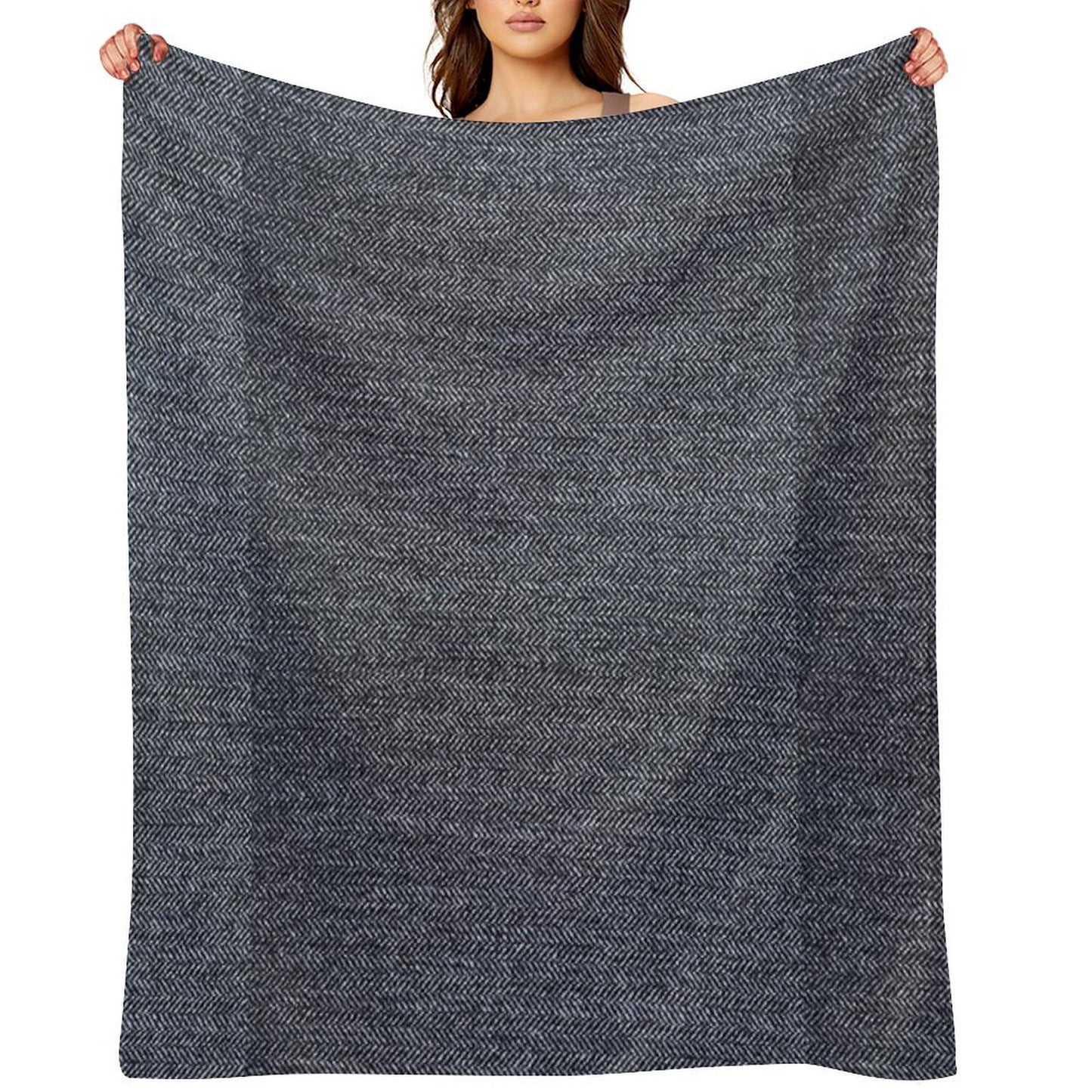 Grey Tweed Fabric Texture All-season Throw Blanket