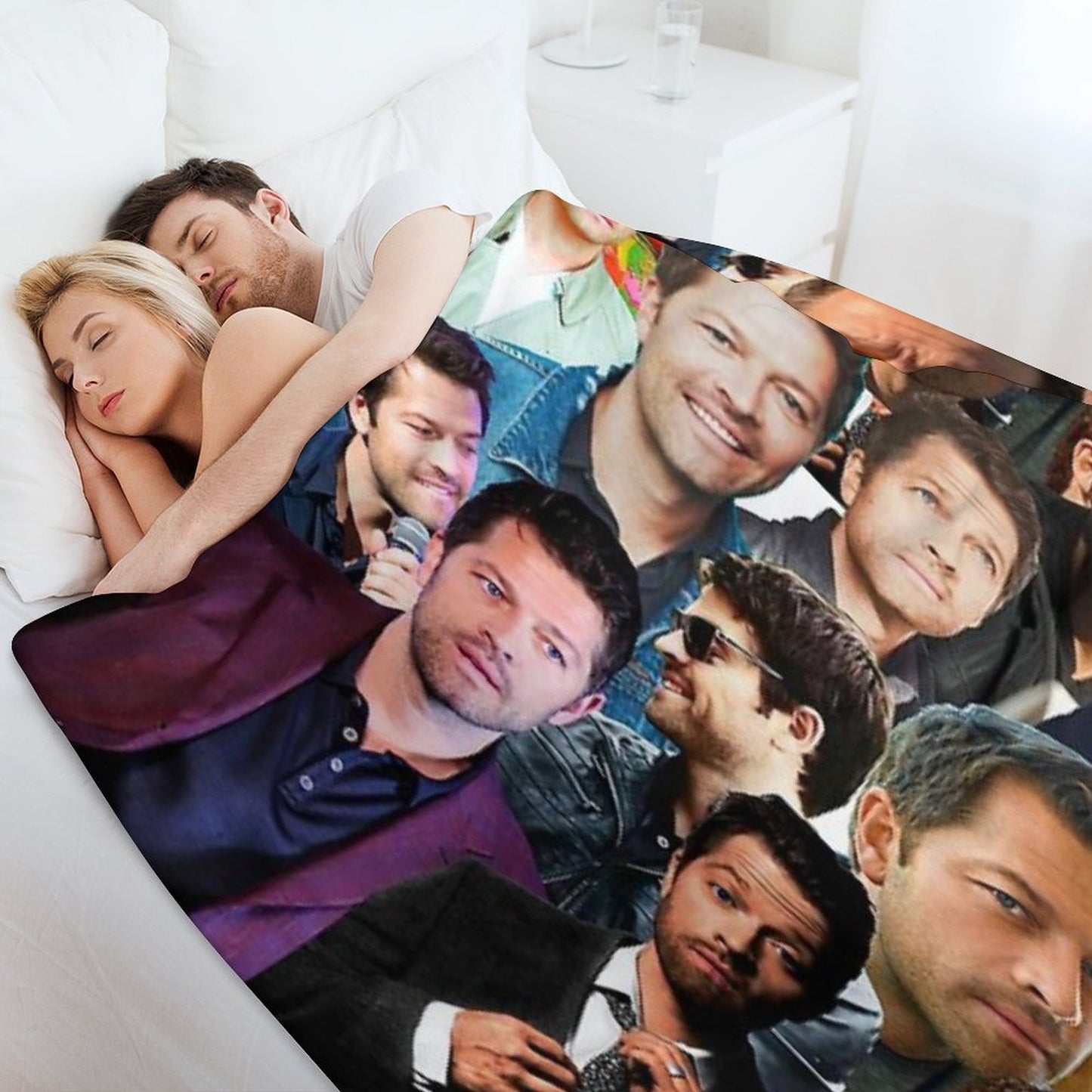 Misha Collins Photo Collage Sustainable Throw Blanket