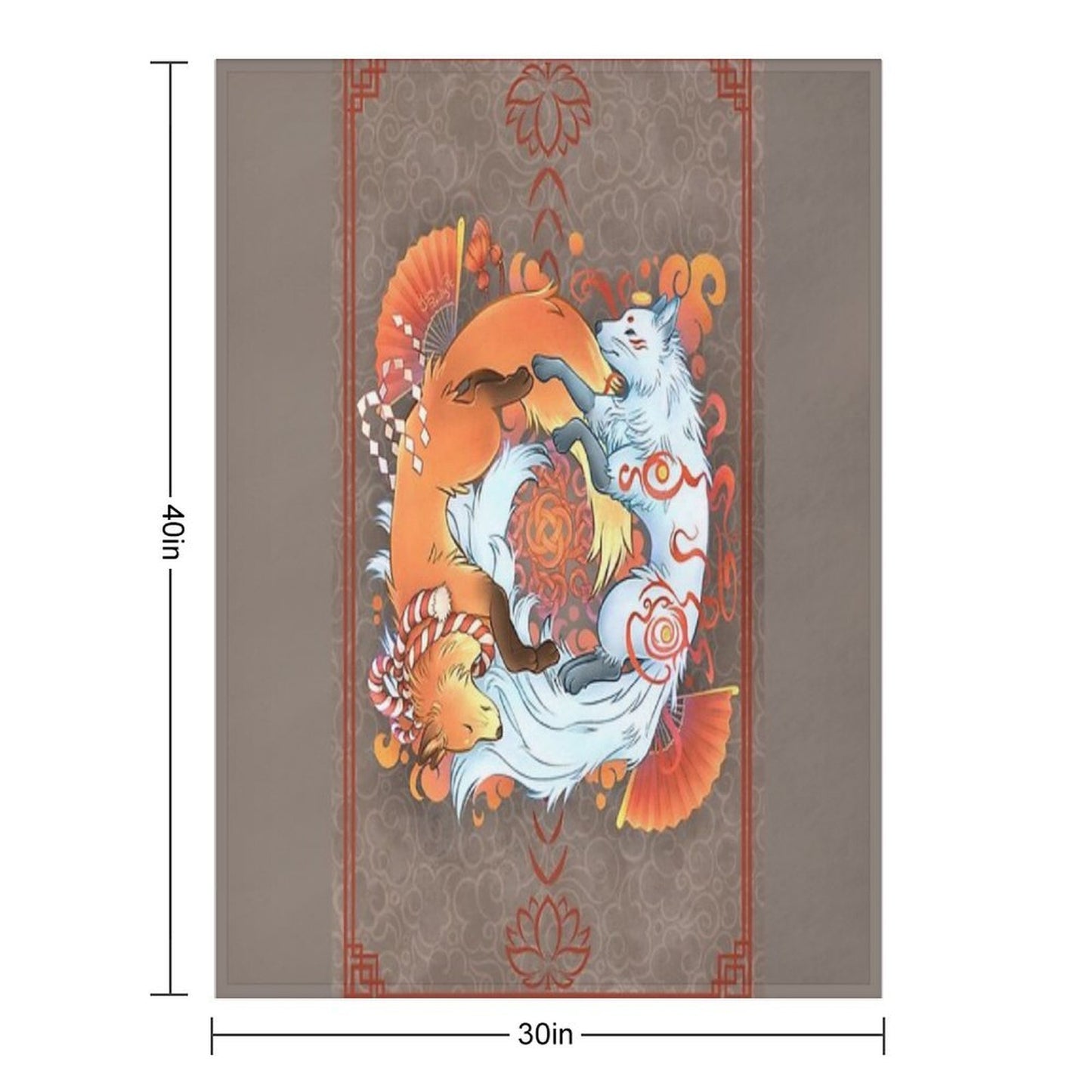 Kitsune Inari Fox Yin Yang All-season Throw Blanket