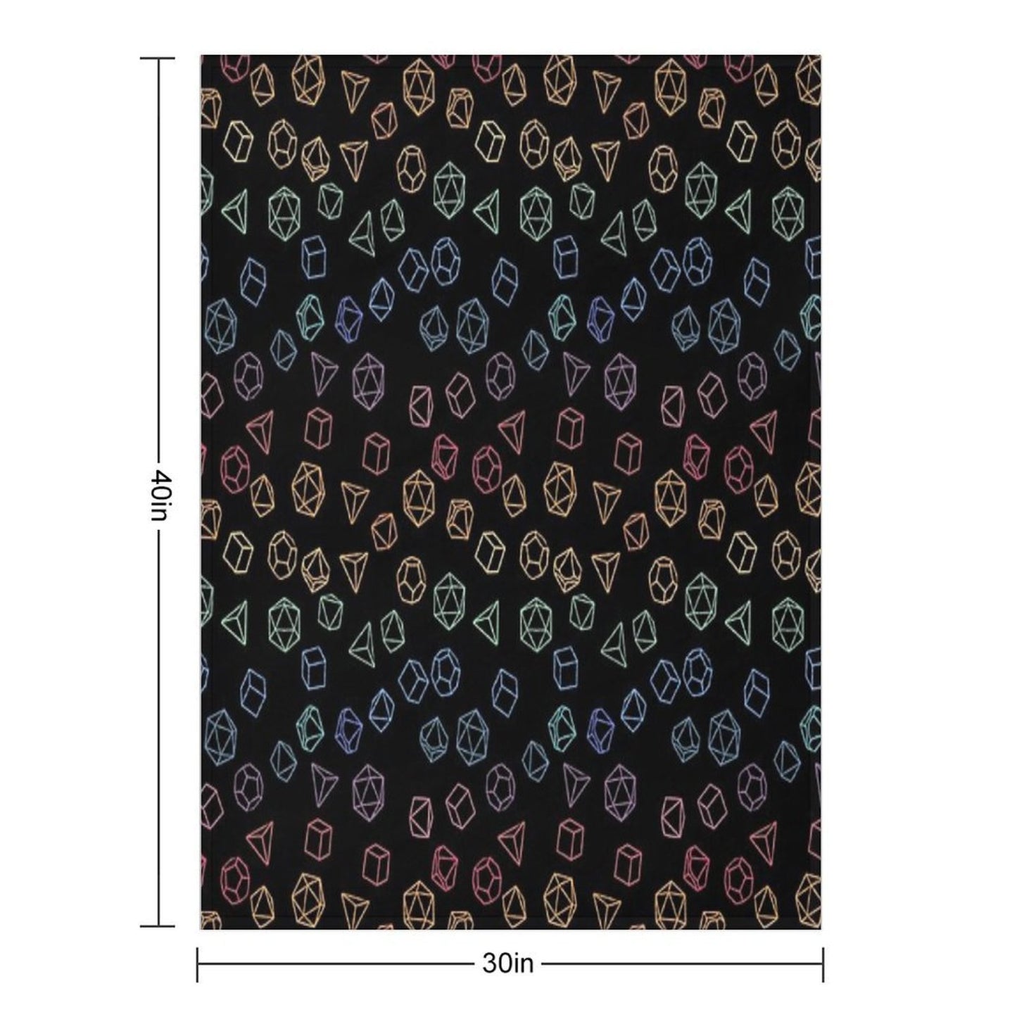 DnD Dice Rainbow on Black Pattern Durable Throw Blanket