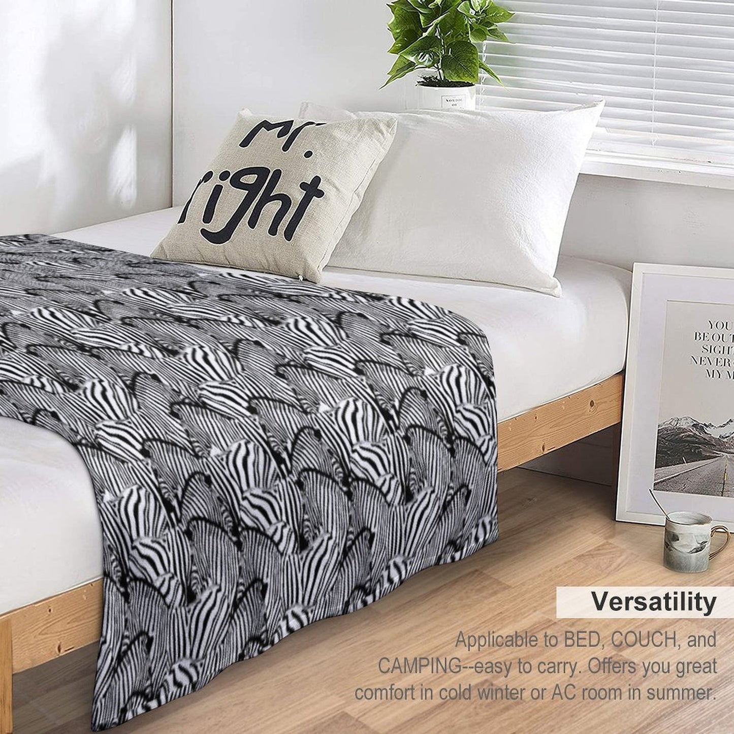 Zebra B W Easy Care Throw Blanket