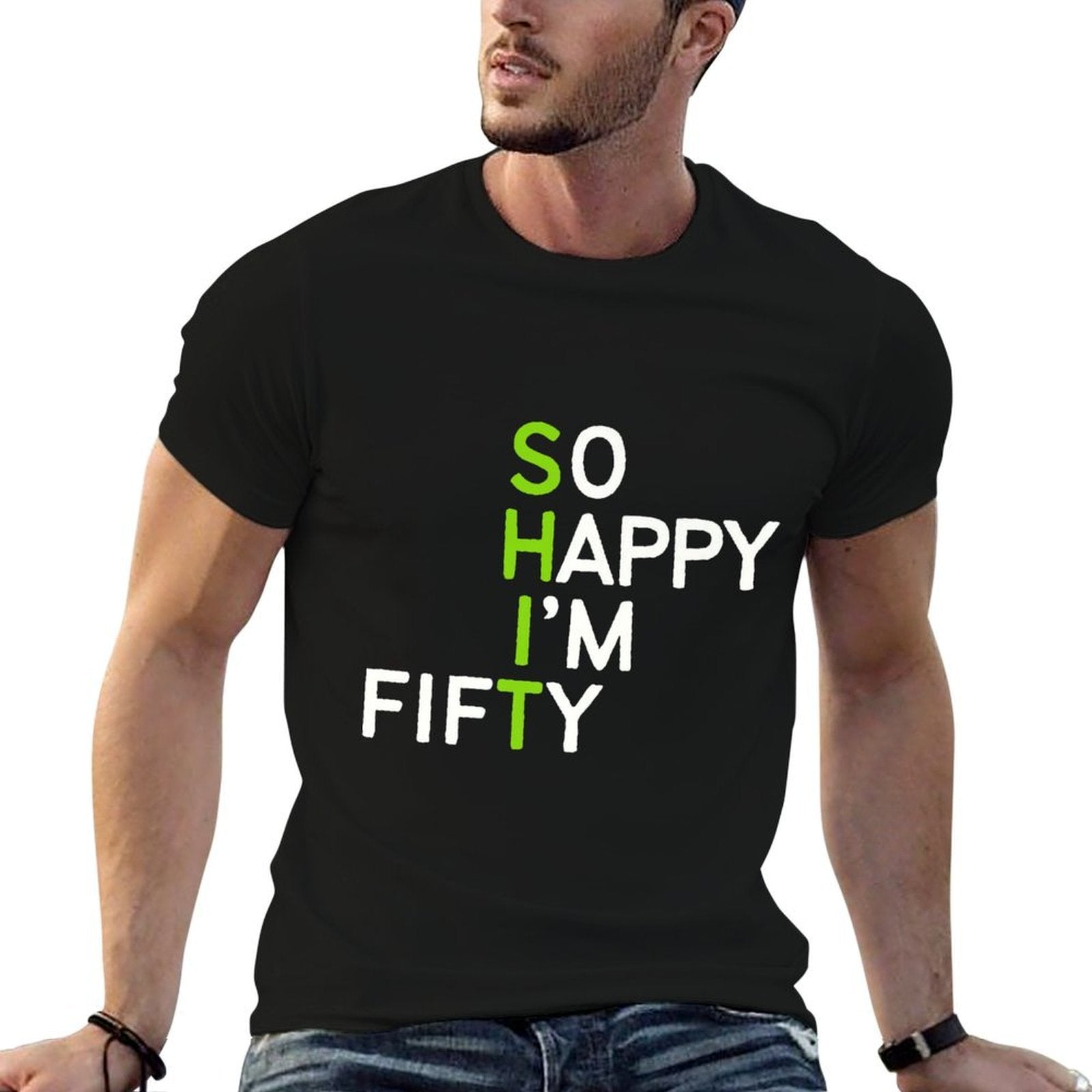 So Happy I'm Fifty 50 Year Old Gag Funny 50th Birthday Premium  Lightweight T-Shirt