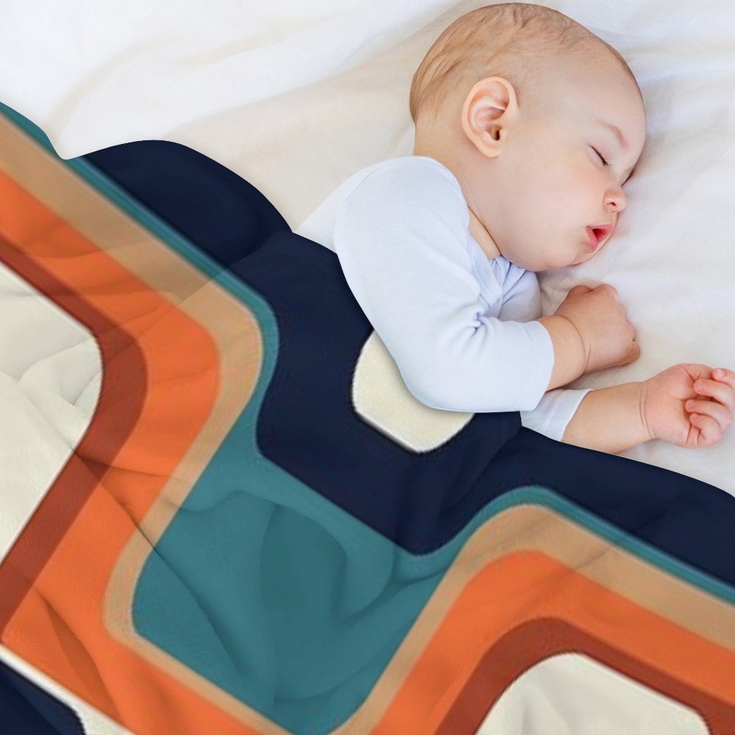Mid-Century Modern Meets 1970s Orange & Blue Wrinkle-free Throw Blanket