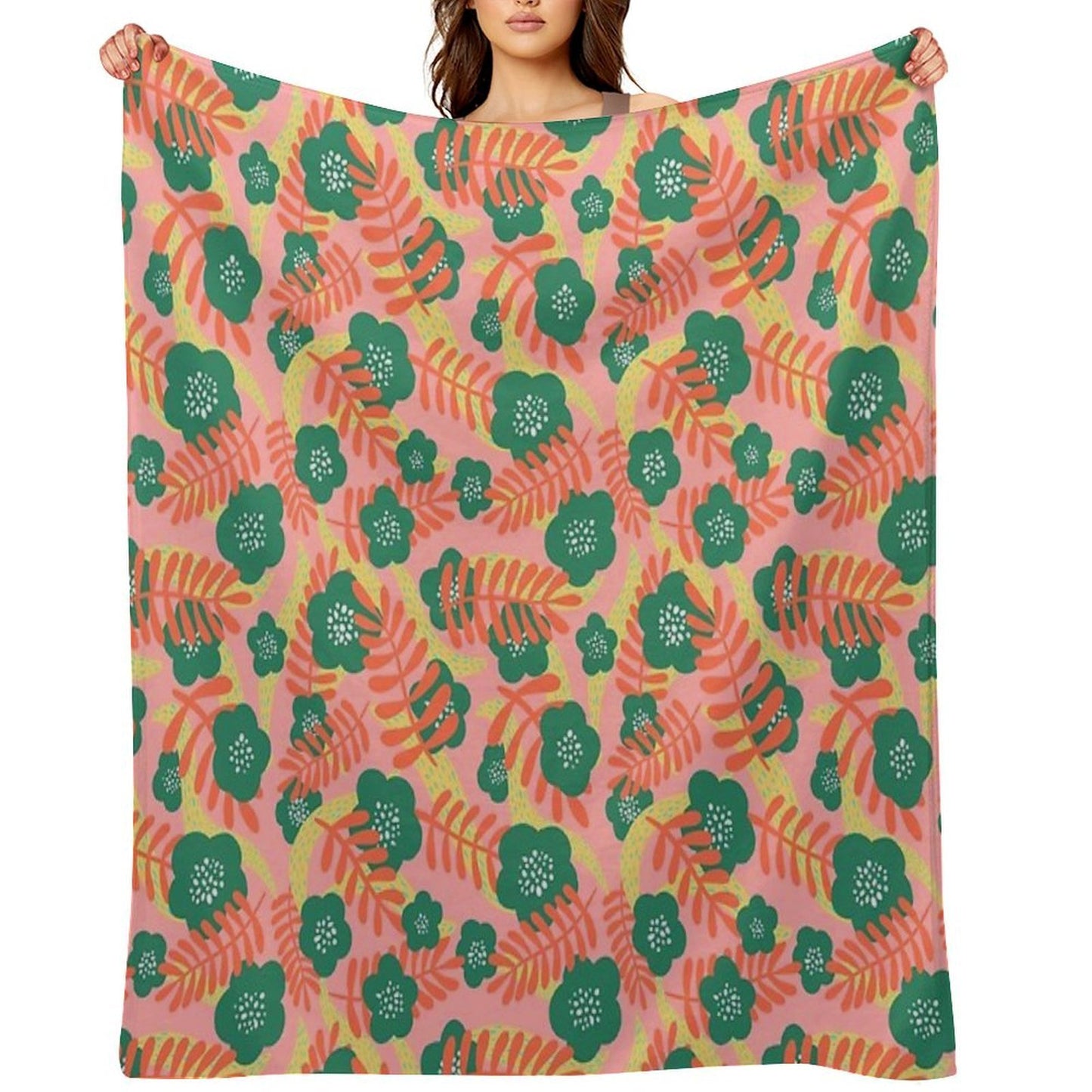 Bright Florals Wrinkle-free Throw Blanket